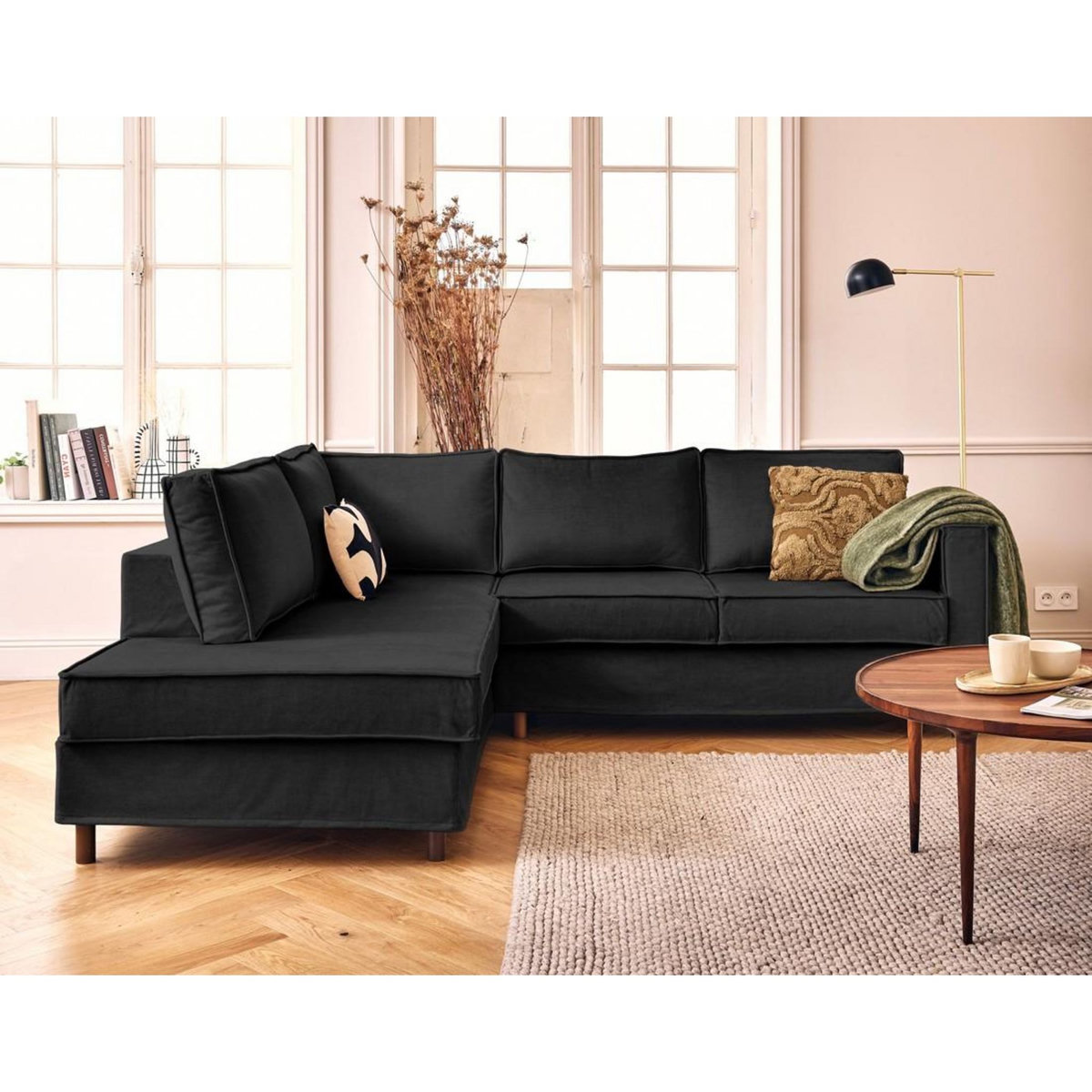 LISA DESIGN Jake - canapé déhoussable d'angle gauche 5 places en velours