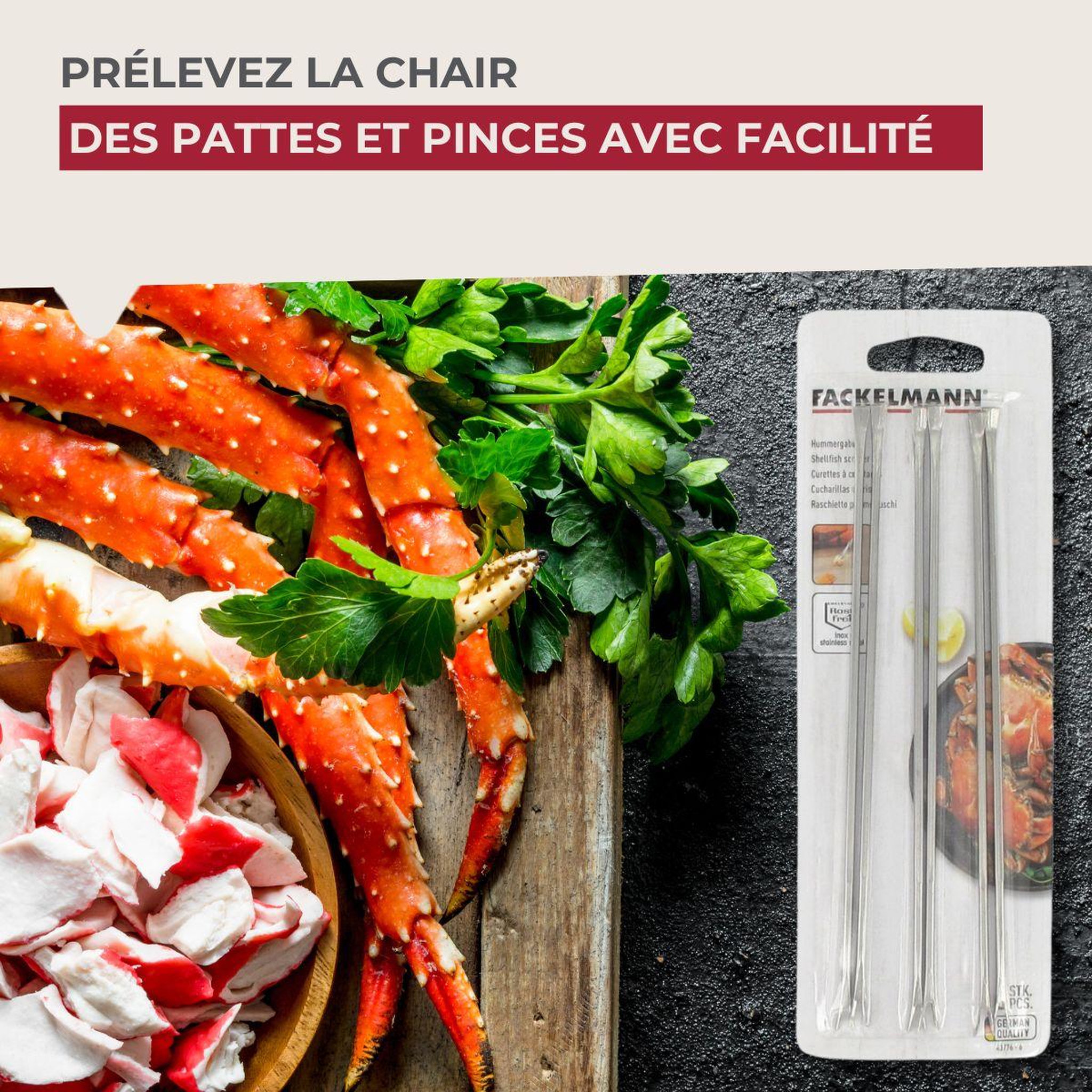 Voir la diapositive 4 : Fackelmann Lot de 6 fourchettes à crustacé en acier inoxydable 18,5 cm fackelmann