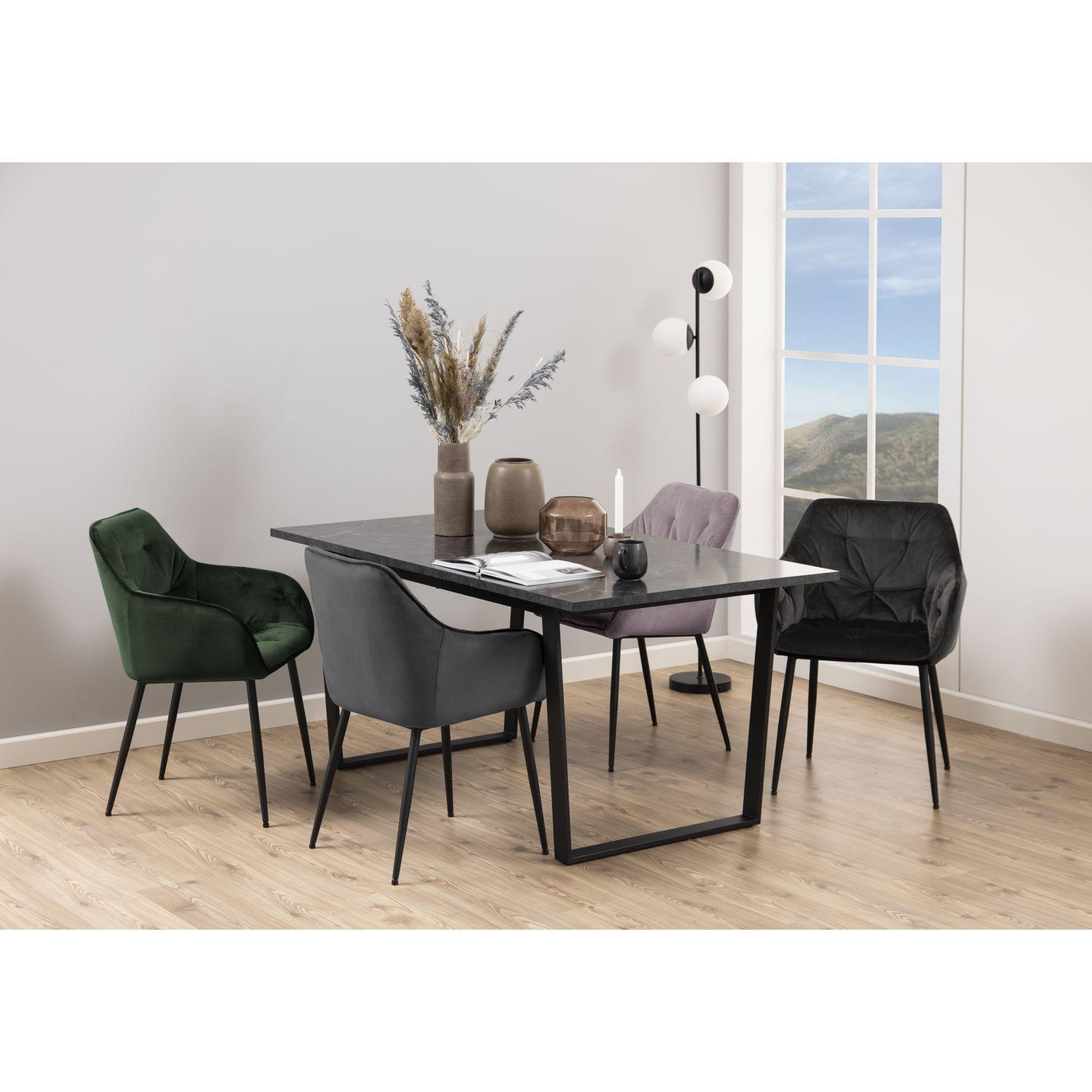 Voir la diapositive 2 : TOILINUX Lot de 2 chaises de salle à manger florie avec accoudoirs effet velours