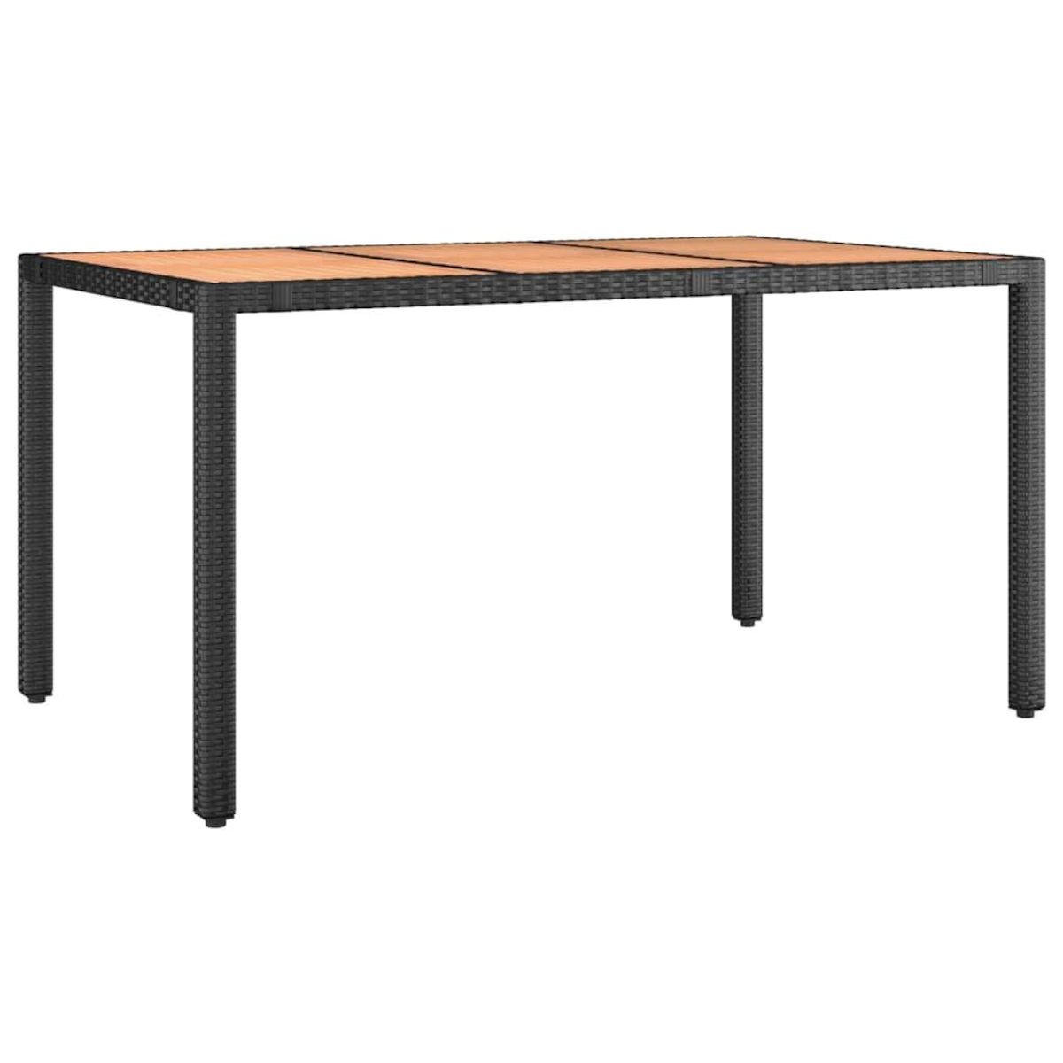VIDAXL Table de jardin plateau en bois Noir Resine tressee bois massif