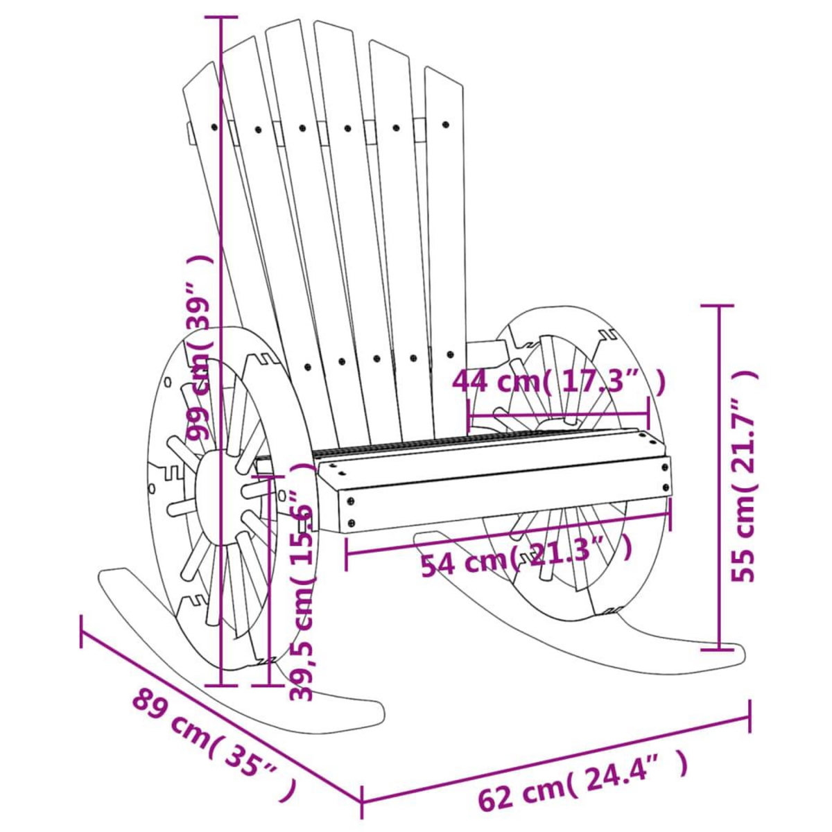 VIDAXL Chaise a bascule Adirondack bois de sapin massif