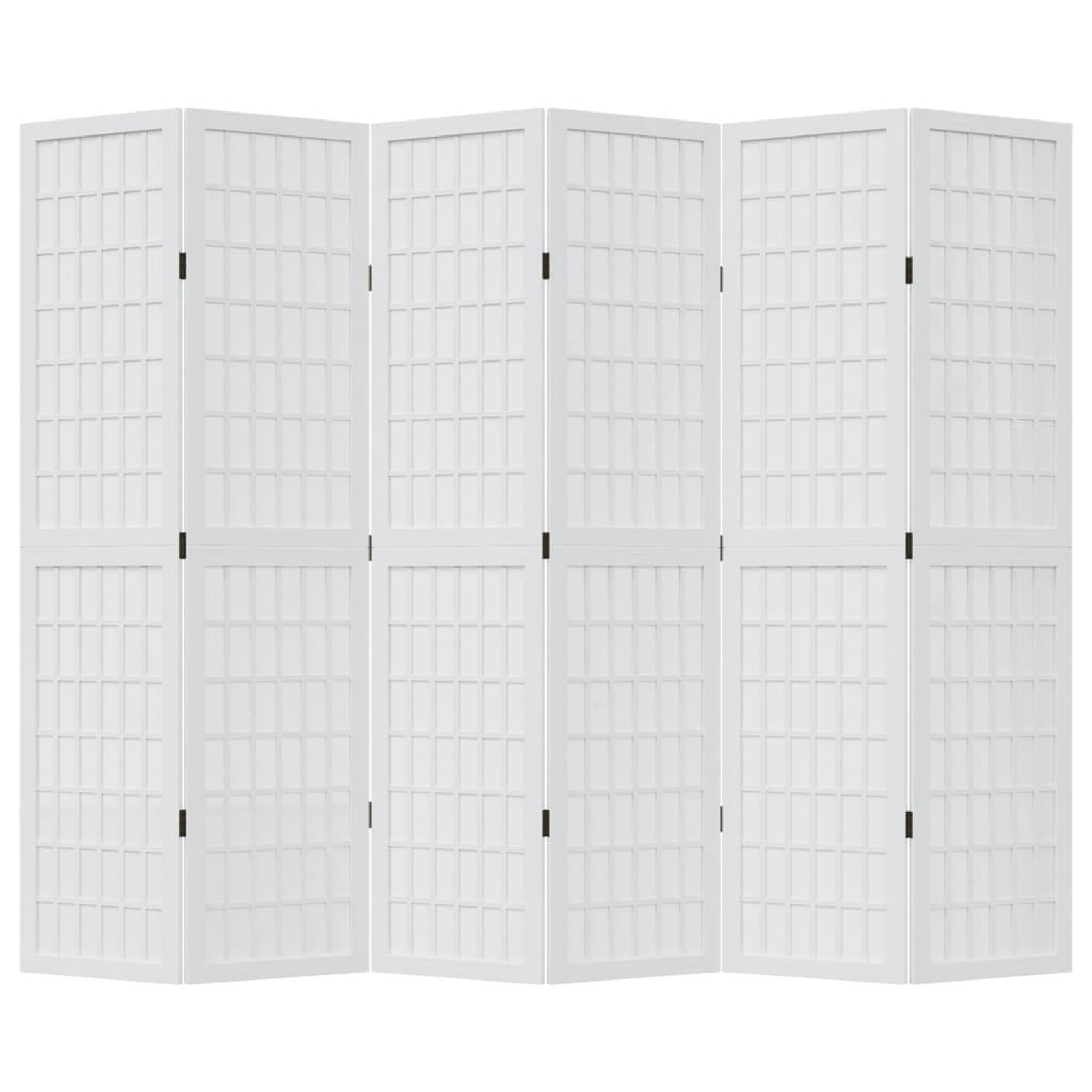 Voir la diapositive 4 : VIDAXL Cloison de separation 6 panneaux blanc bois de paulownia massif