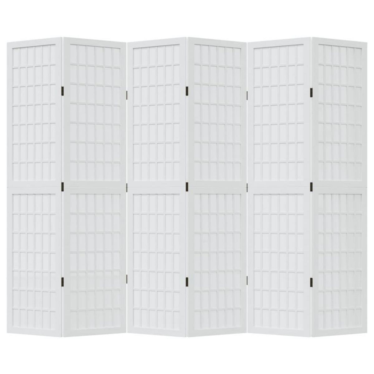 VIDAXL Cloison de separation 6 panneaux blanc bois de paulownia massif