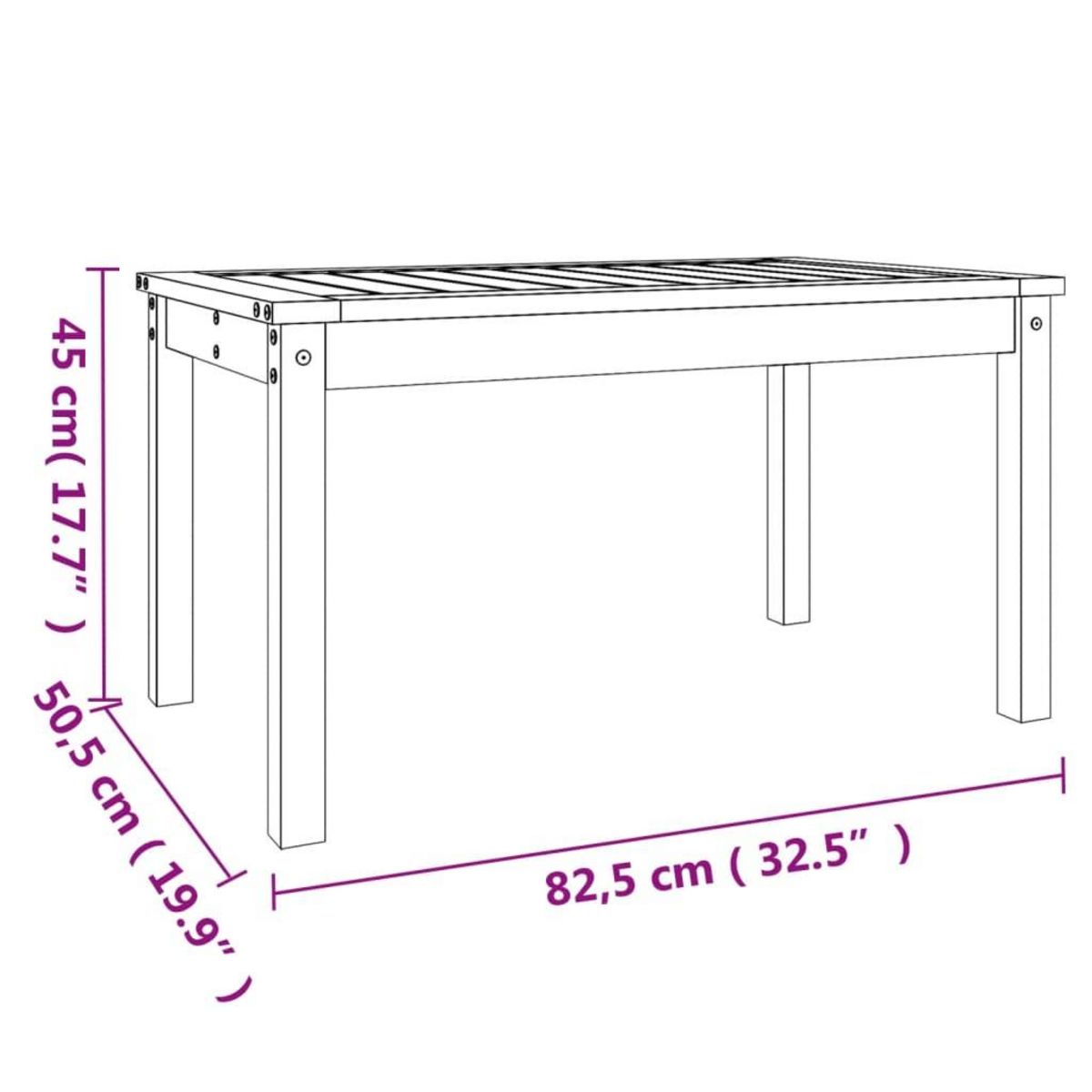 VIDAXL Table de jardin 82,5x50,5x45 cm bois massif de douglas