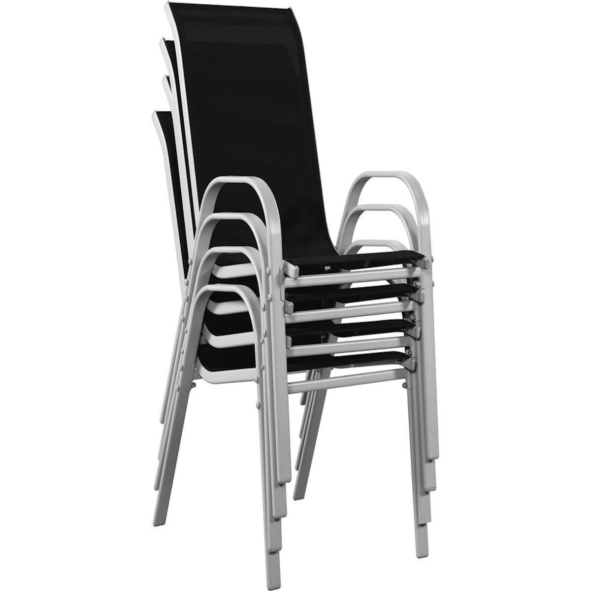 Habitat et Jardin Table et chaises de jardin en textilène  Cordoba  - Phoenix - 6 places - Noir