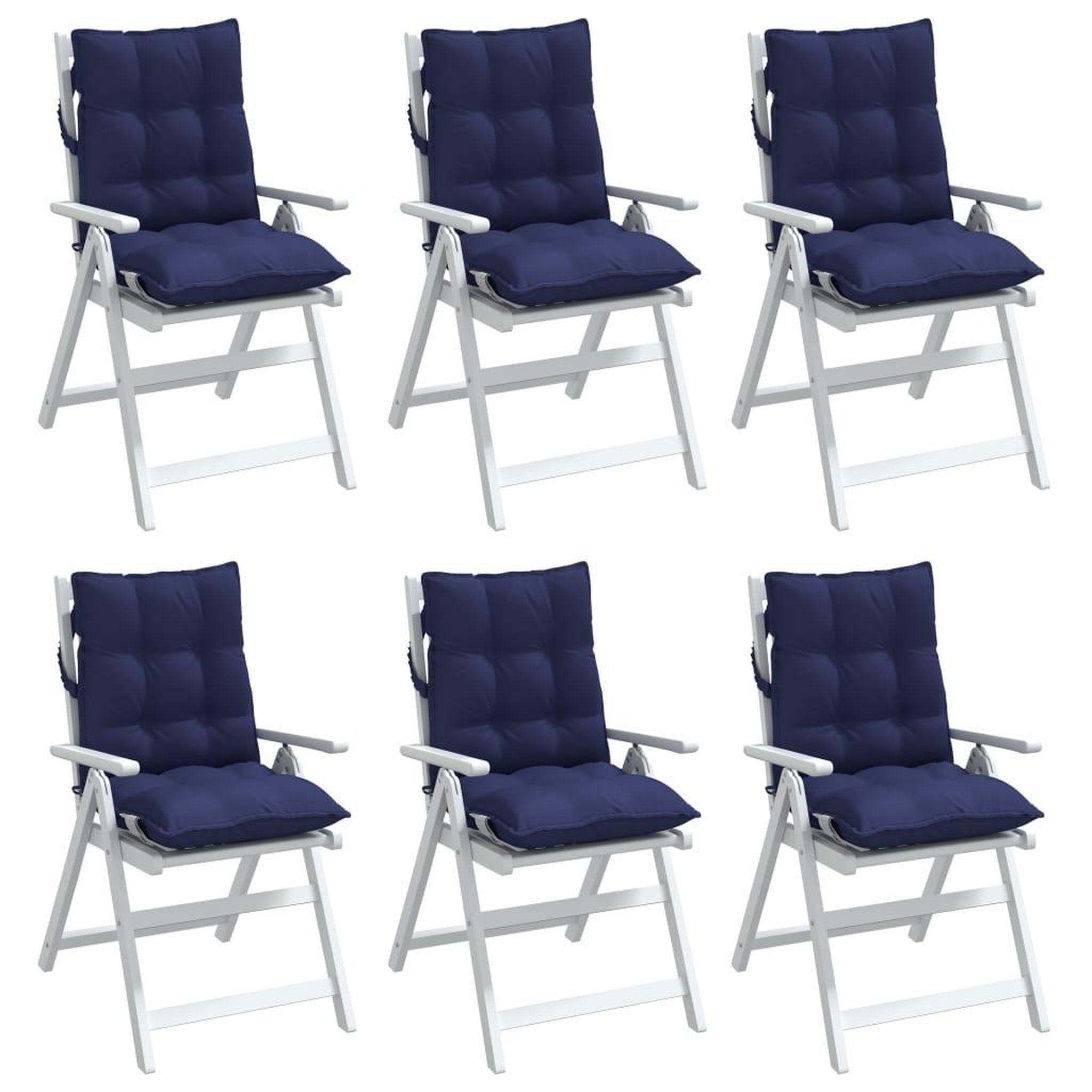 Voir la diapositive 4 : VIDAXL Coussins de chaise a dossier bas lot de 6 bleu marine