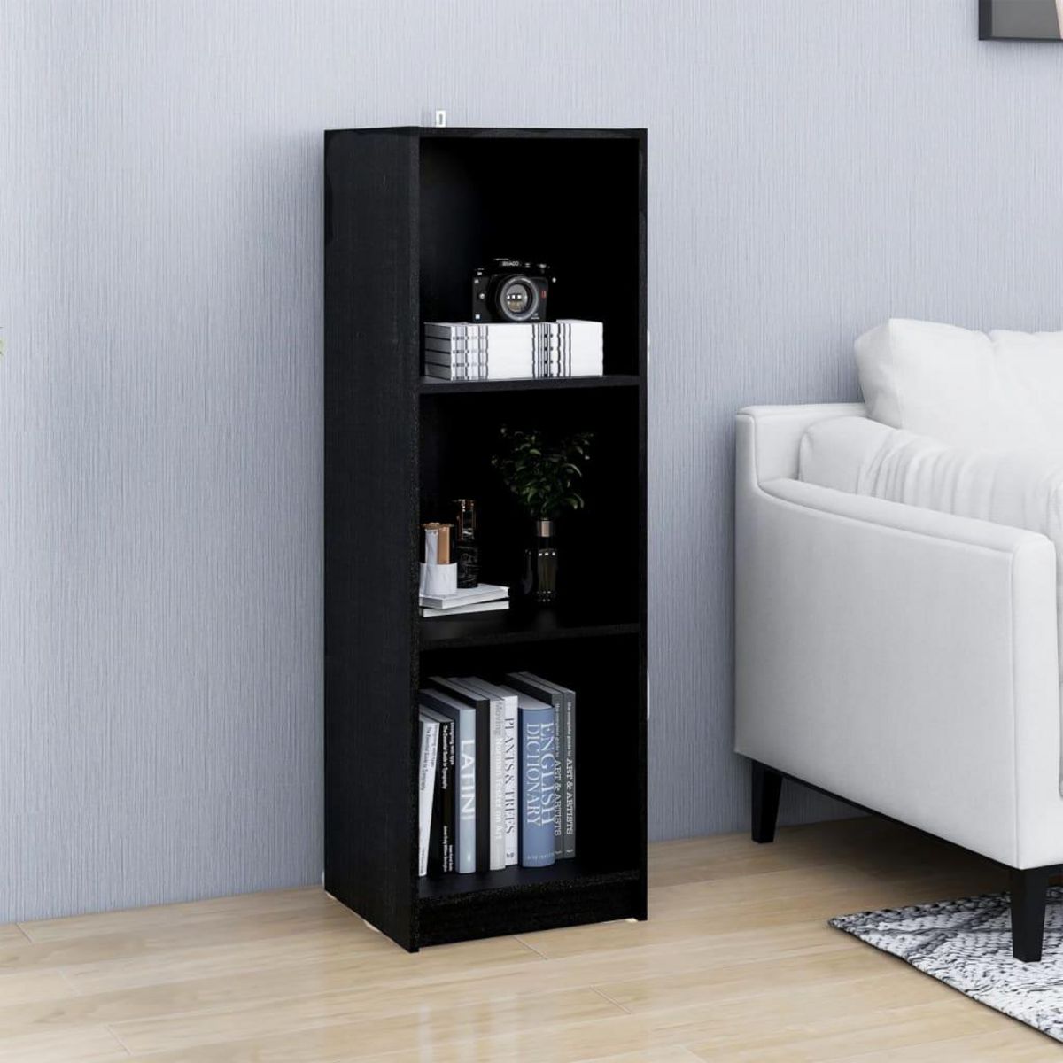 VIDAXL Bibliotheque/Separateur de piece Noir 36x33x110 cm Pin massif