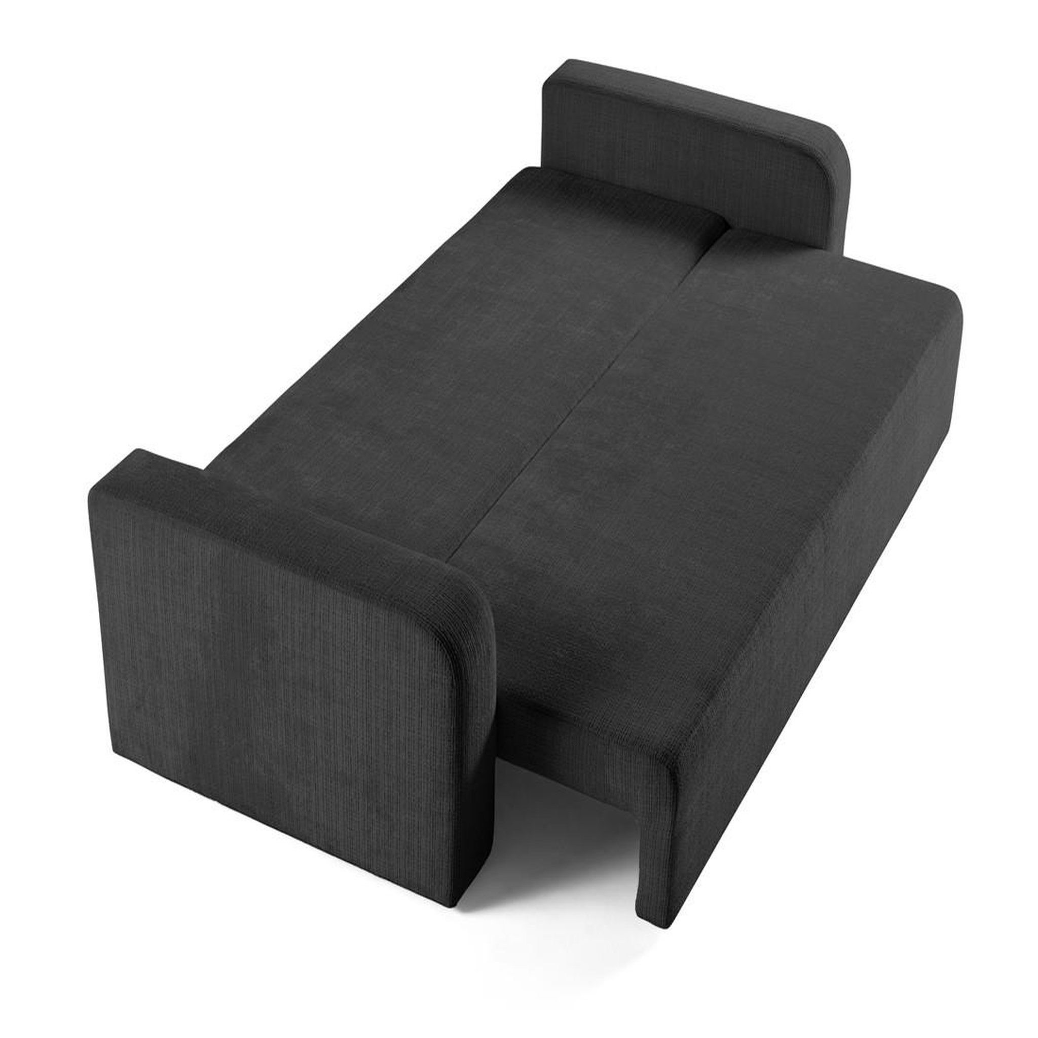 Voir la diapositive 2 : BEST MOBILIER Miro - canapé droit 3 places - convertible avec coffre - en velours texturé