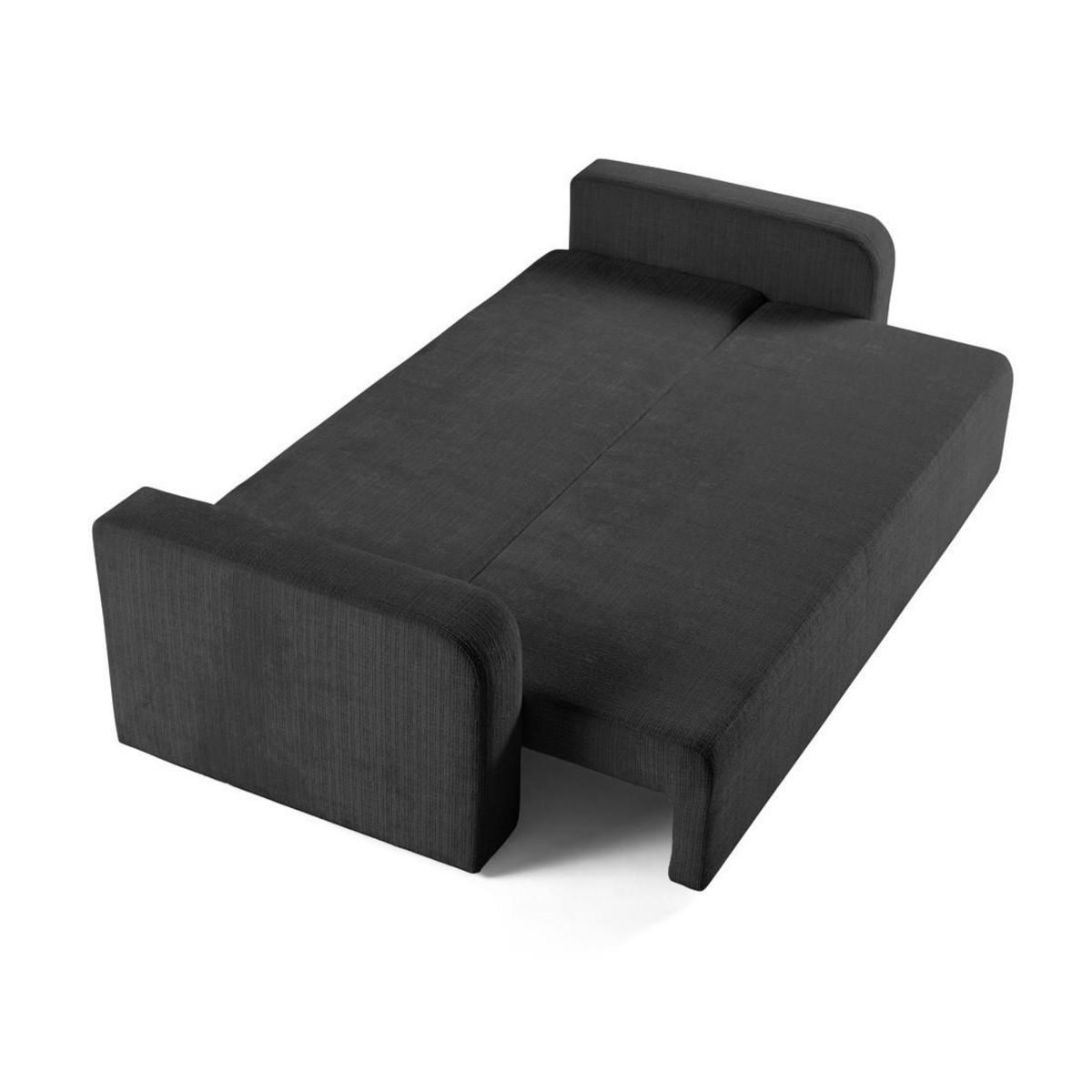 BEST MOBILIER Miro - canapé droit 3 places - convertible avec coffre - en velours texturé