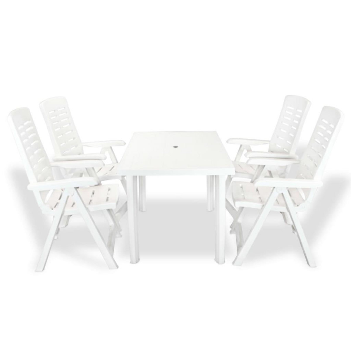 VIDAXL Mobilier a manger d'exterieur 5 pcs Plastique Blanc