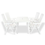 VIDAXL Mobilier a manger d'exterieur 5 pcs Plastique Blanc