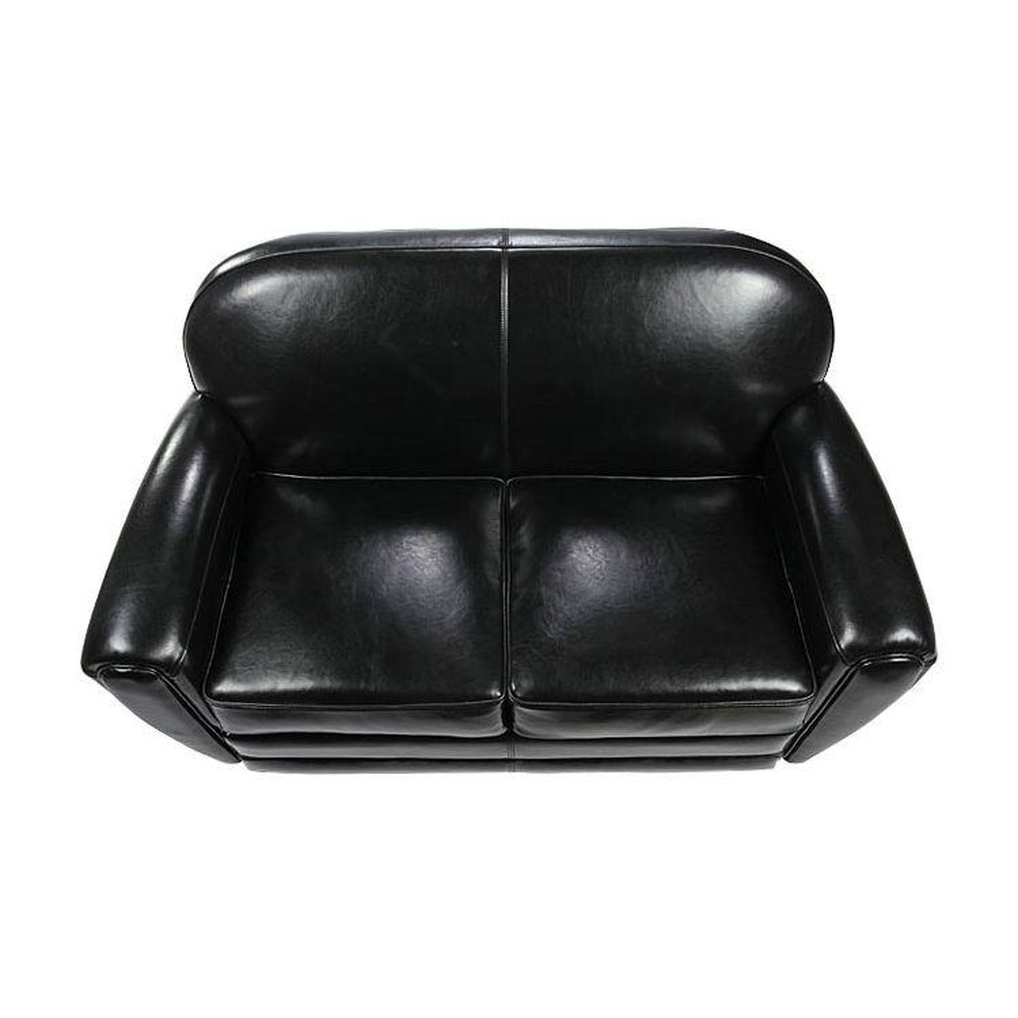 Voir la diapositive 6 : MAISON PAVANE Canapé 2 places noir en croute de cuir enduite-club