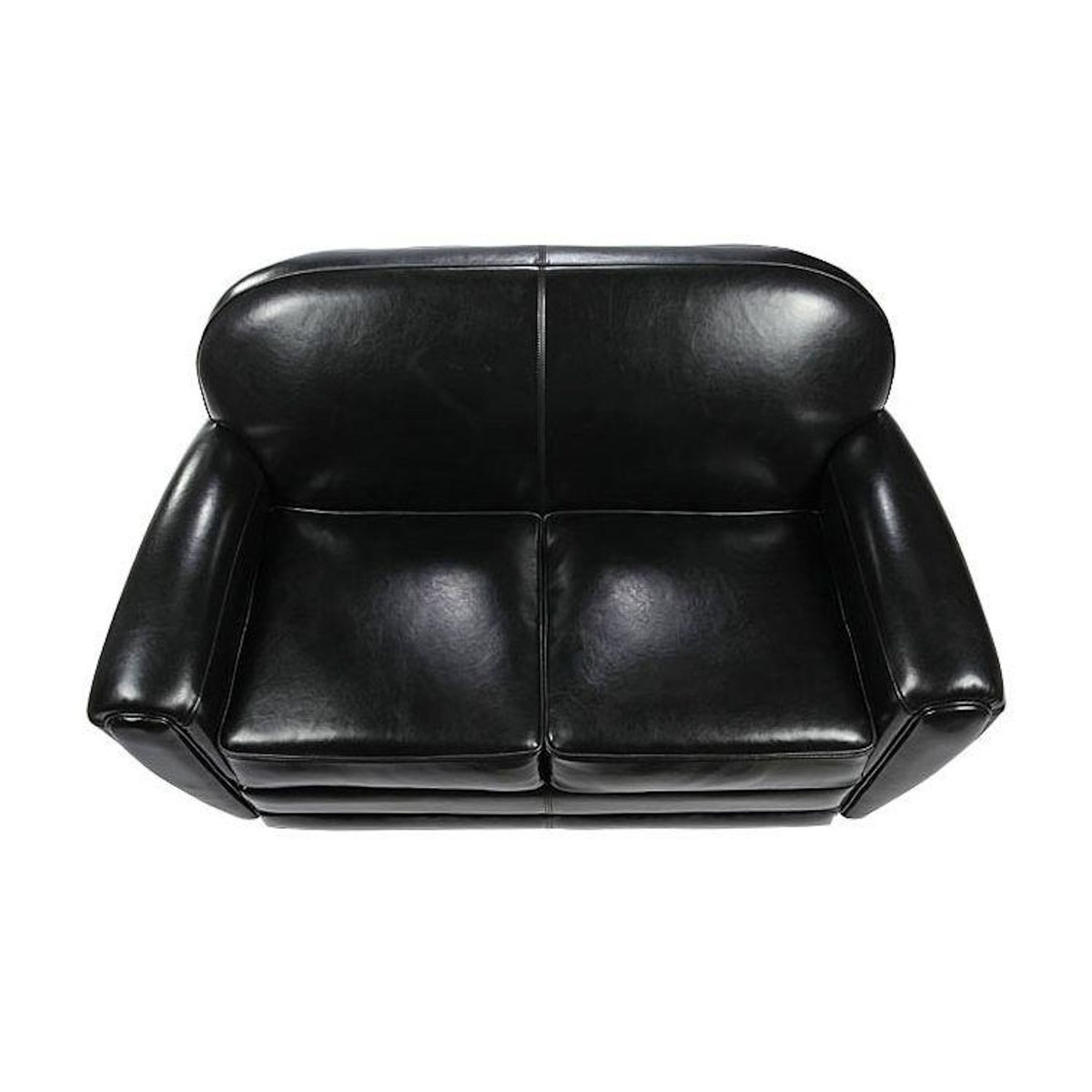 Rendez vous déco Canapé 2 places noir en croute de cuir enduite-Club