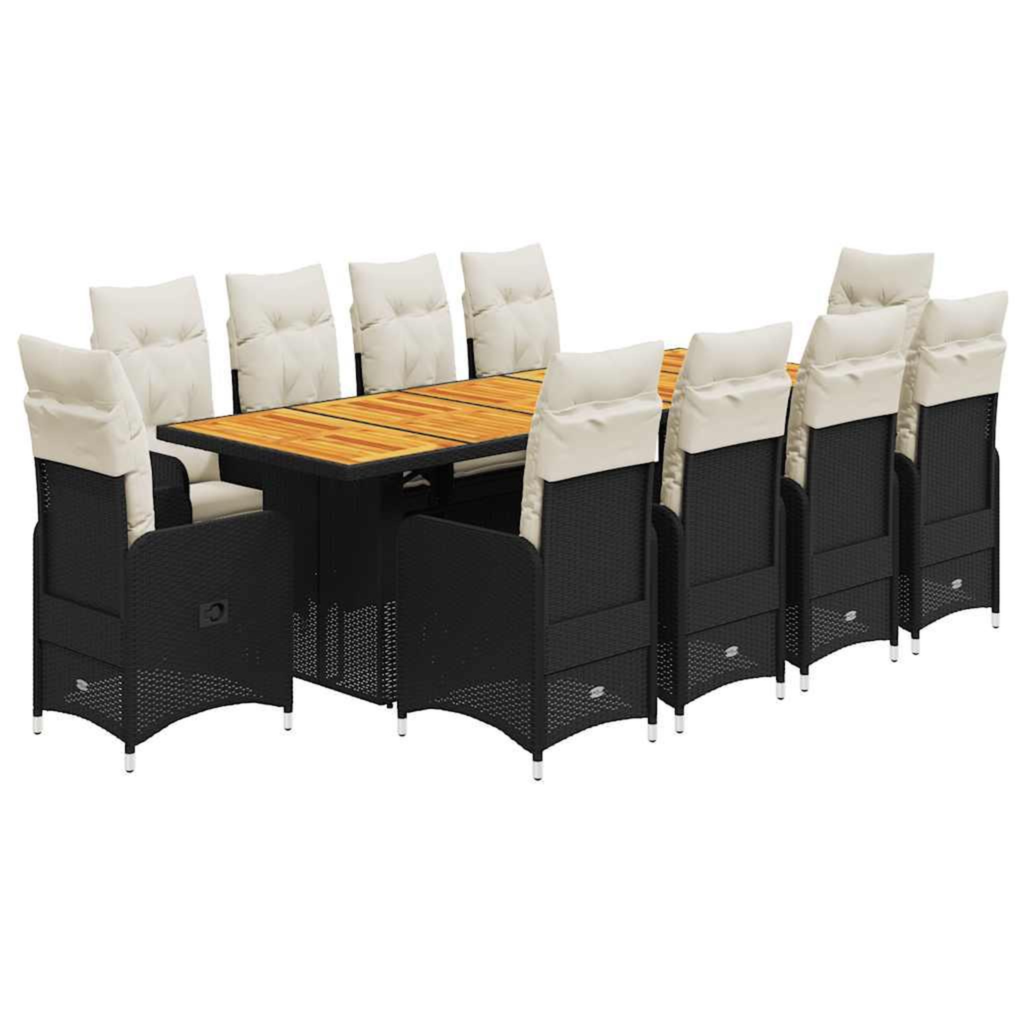 Voir la diapositive 2 : VIDAXL Ensemble de bistro de jardin 11 pcs coussins noir poly rotin