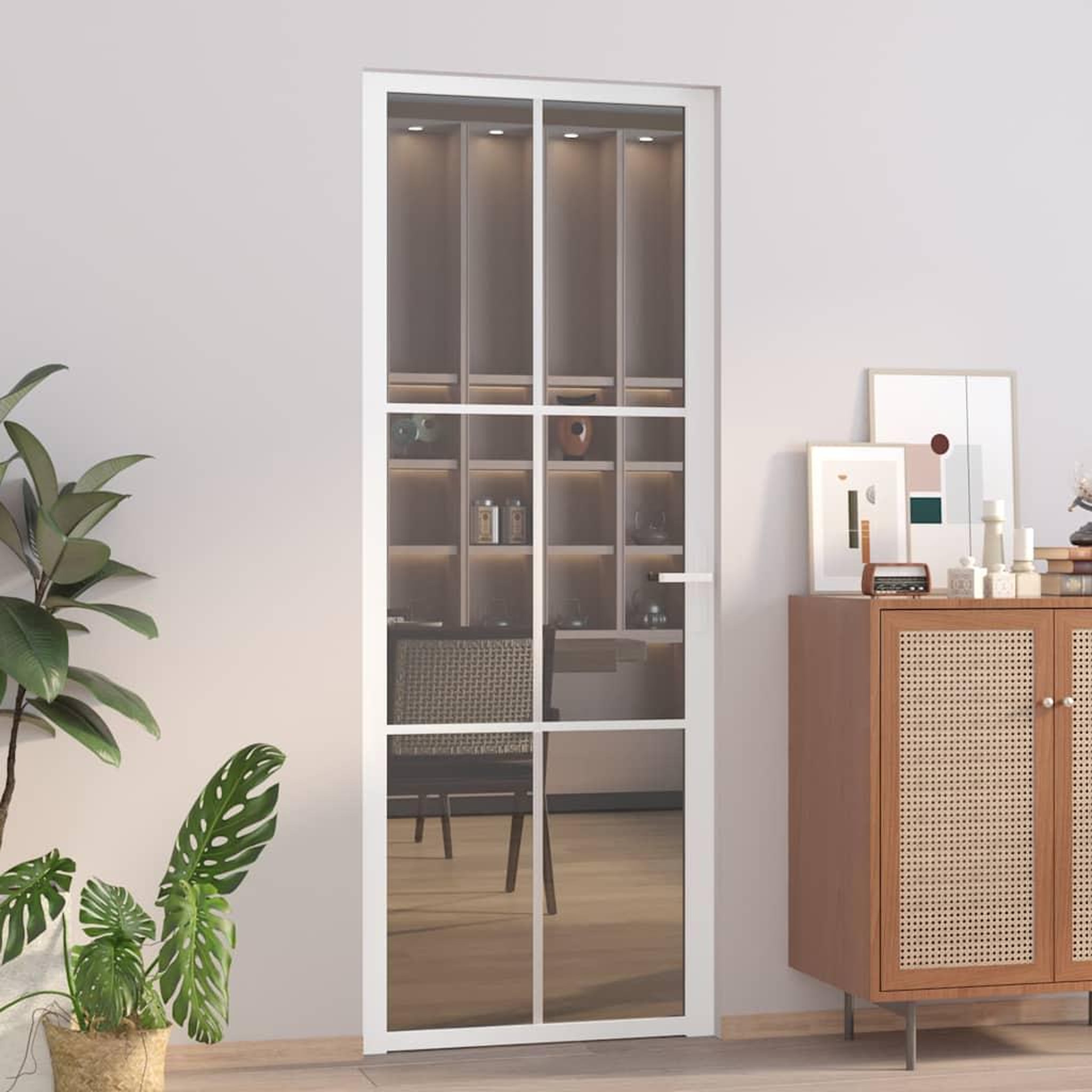 Voir la diapositive 2 : VIDAXL Porte interieure 76x201,5 cm Blanc Verre ESG et aluminium