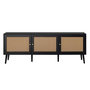 Voir la diapositive 2 : BEST MOBILIER Goto - meuble tv - noir et cannage - 3 portes - 167 cm