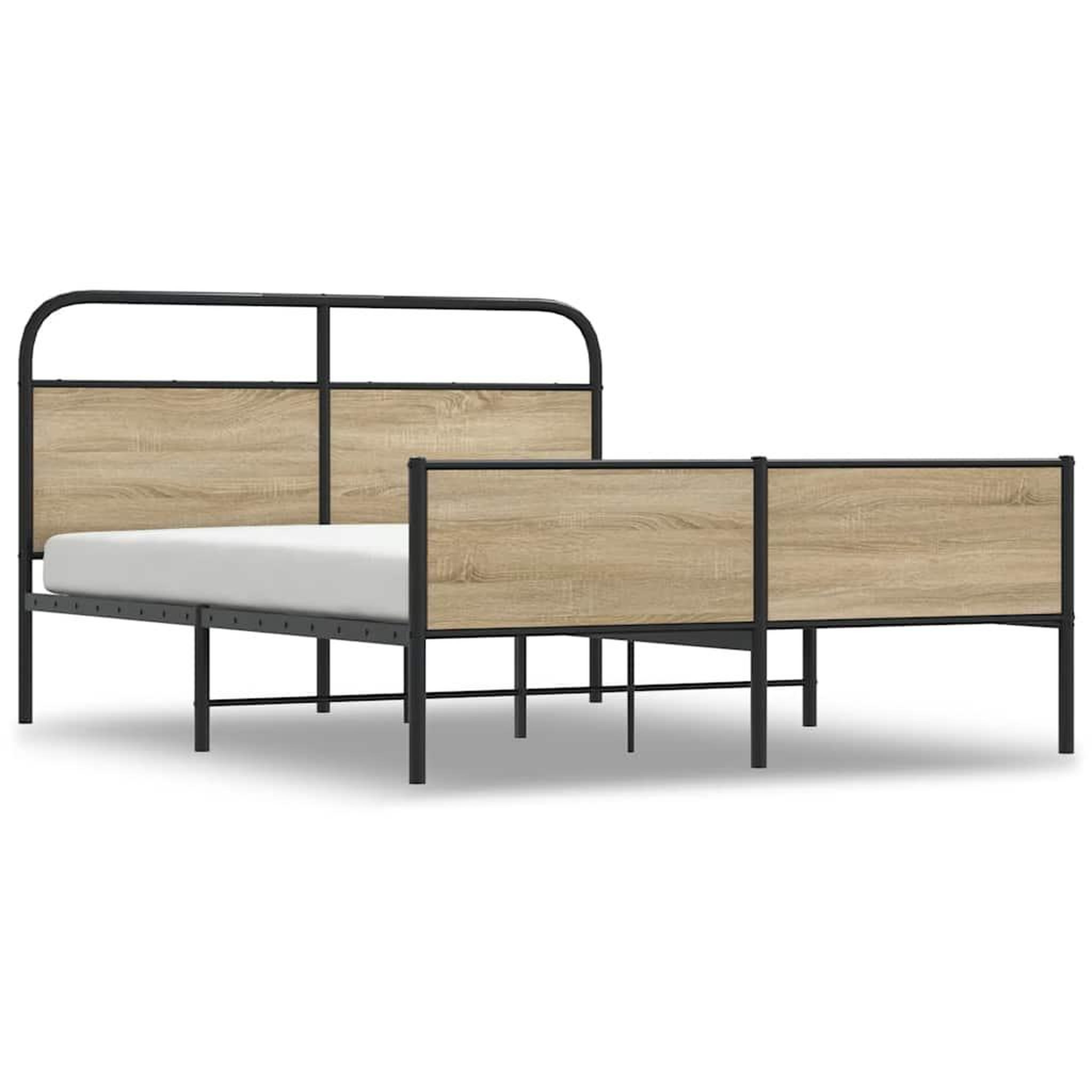 Voir la diapositive 2 : VIDAXL Cadre de lit en metal sans matelas chene fume 160x200 cm
