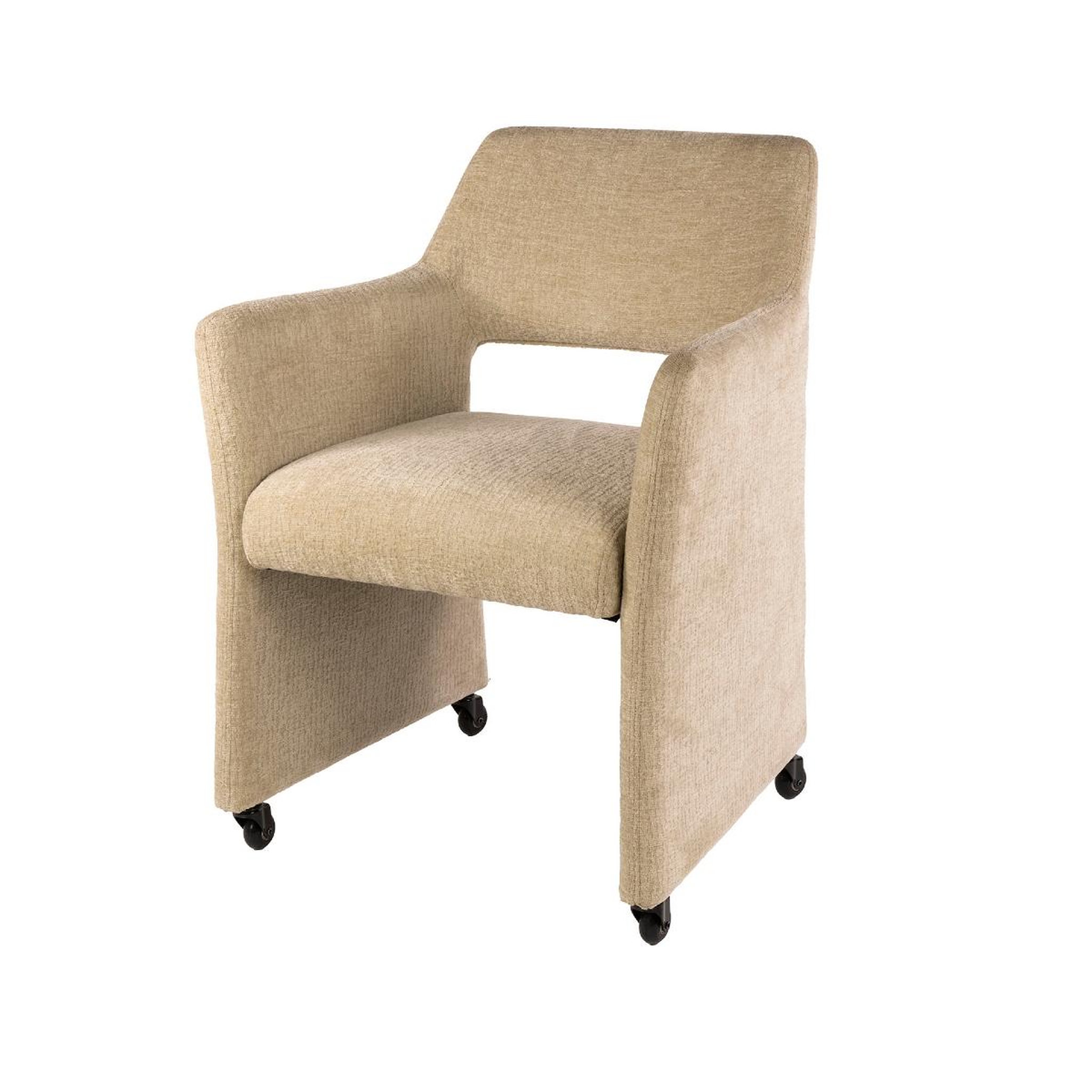 JLC KREATION Chaise-fauteuil en tissu sable avec roulettes ely (lot de 2)