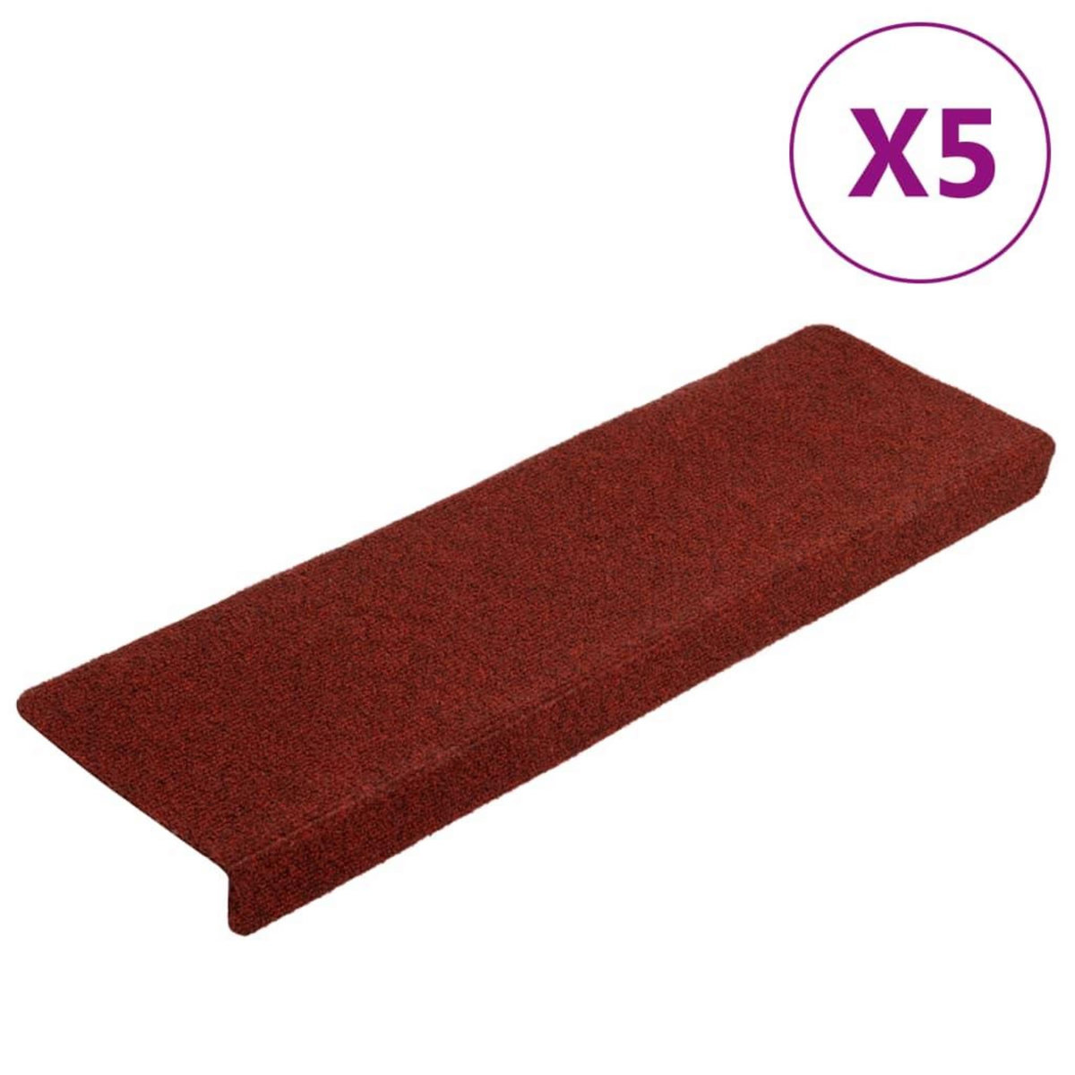 VIDAXL Tapis de marches d'escalier 5 pcs Bordeaux 65x21x4cm Aiguillete