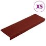 Voir la diapositive 2 : VIDAXL Tapis de marches d'escalier 5 pcs Bordeaux 65x21x4cm Aiguillete