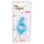 Voir la diapositive 2 : Paris Prix Bougie d'Anniversaire Paillette  Chiffre 6  7cm Bleu