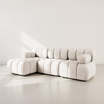 LISA DESIGN Ruby - canapé modulable d'angle gauche 4 places en velours texturé. Coloris disponibles : Noir, Bleu, Beige, Gris, Orange