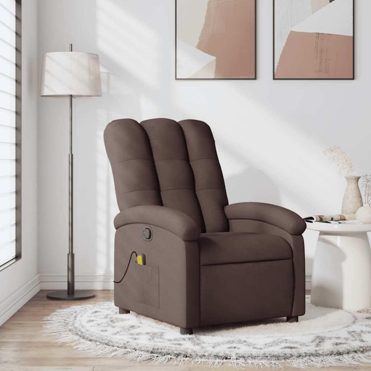 VIDAXL Fauteuil de massage inclinable Marron fonce Tissu