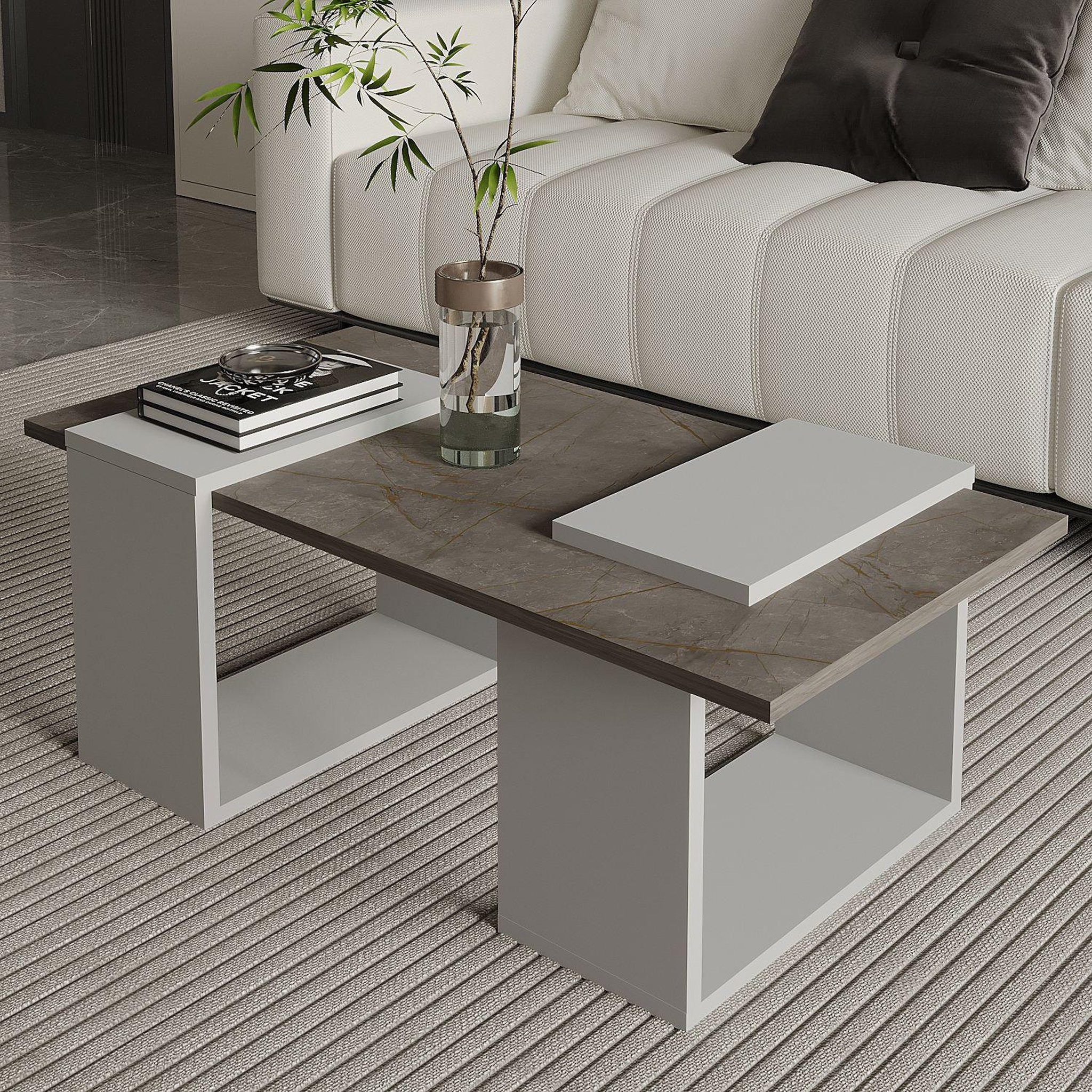 Voir la diapositive 2 : Habitat et Jardin Table basse en bois  matris  - 90 x 46 x 37 cm - gris