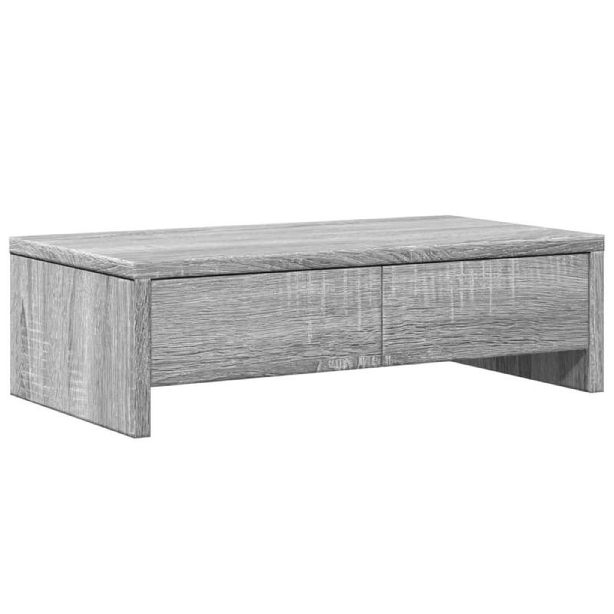 Voir la diapositive 2 : VIDAXL Support de moniteur avec tiroirs sonoma gris bois d ingénierie