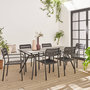 Voir la diapositive 2 : SWEEEK Table de jardin plateau effet bois structure acier 180 cm avec 6 fauteuils en acier incluses