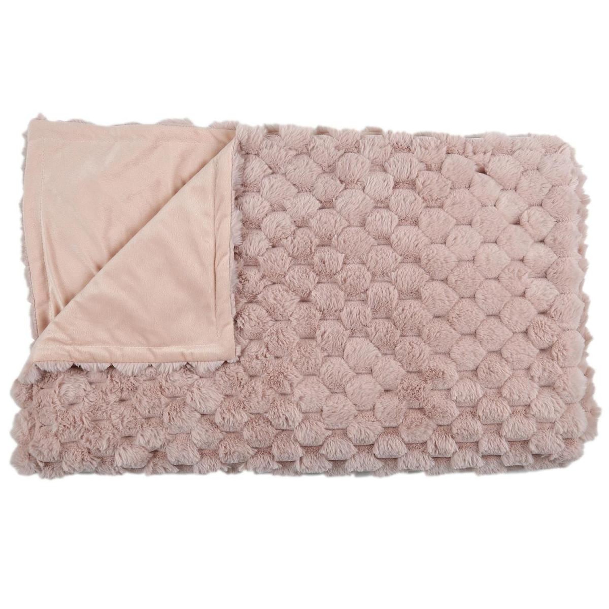 Voir la diapositive 2 : The Home Deco Factory Plaid imitation fourrure uni  opulence  120x150cm rose
