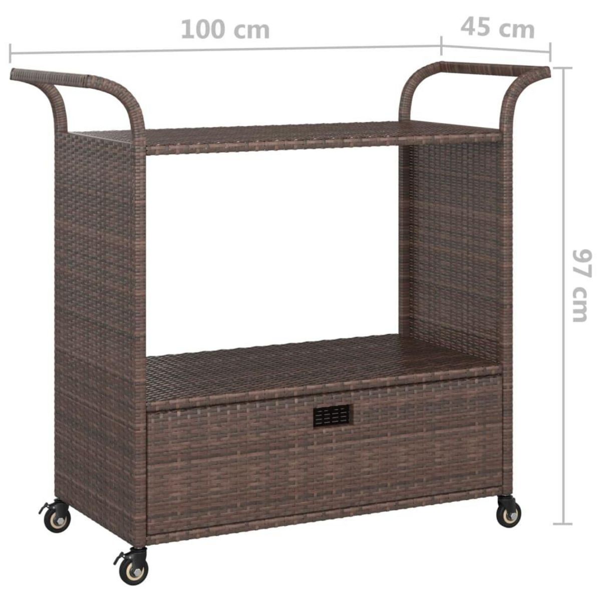 VIDAXL Chariot de bar avec tiroir Marron 100x45x97 cm Resine tressee