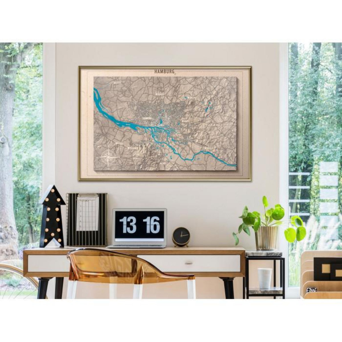 Paris Prix Affiche Murale Encadrée  Raised Relief Map Hamburg