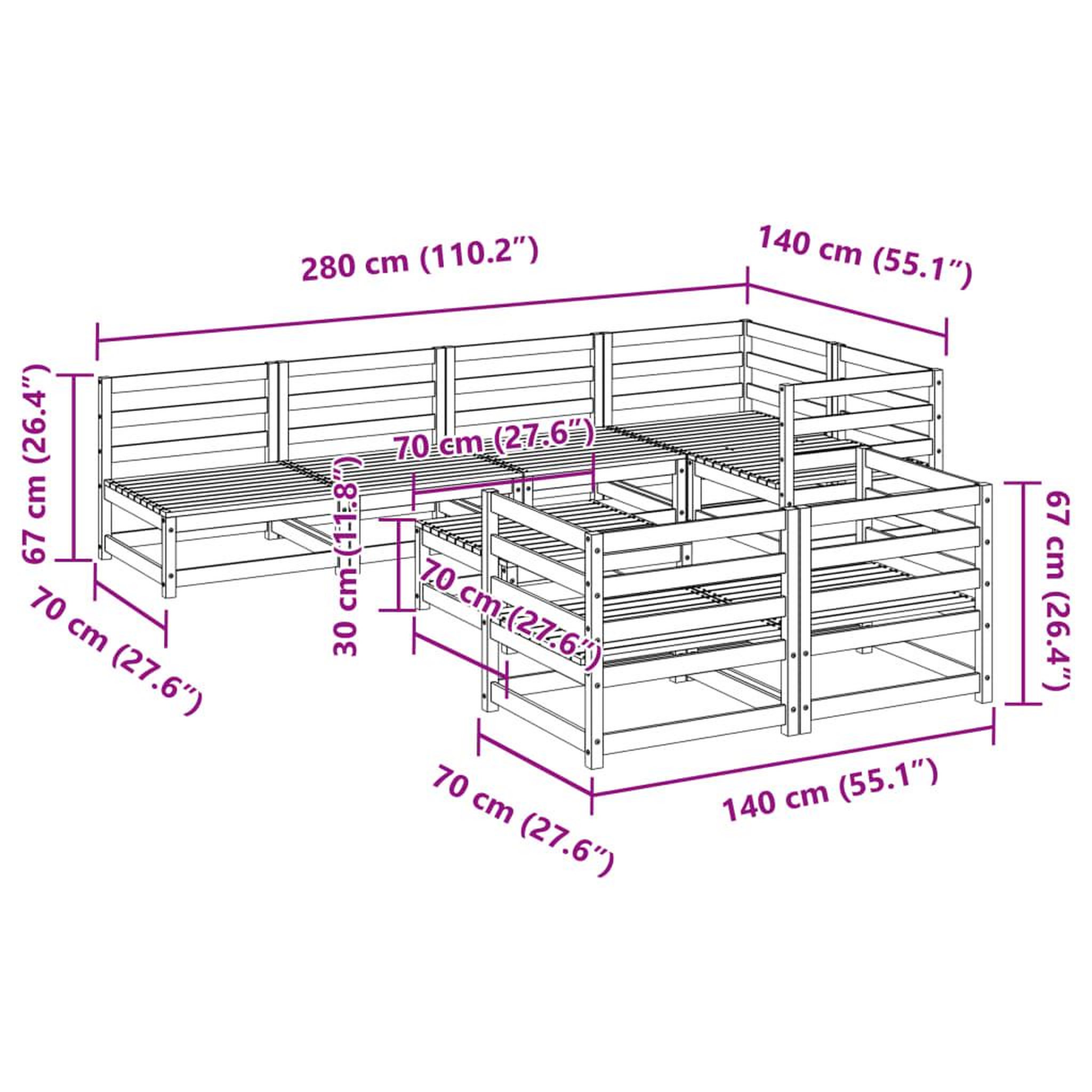 Voir la diapositive 6 : VIDAXL Salon de jardin 8 pcs bois massif sapin de douglas