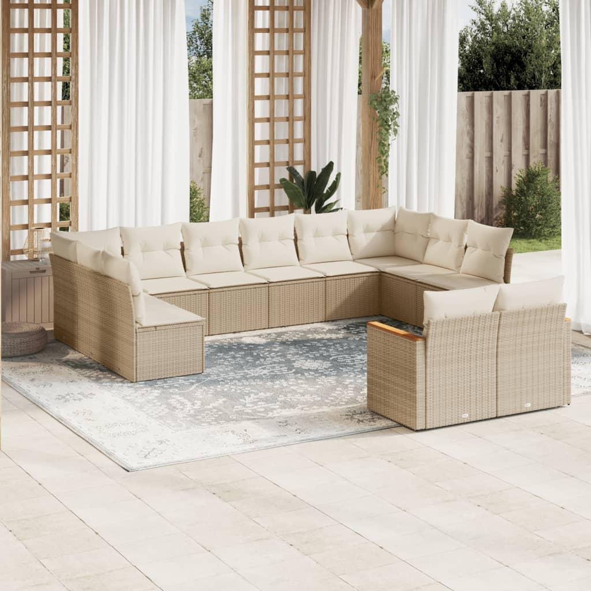 Voir la diapositive 1 : VIDAXL Salon de jardin avec coussins 12 pcs beige resine tressee