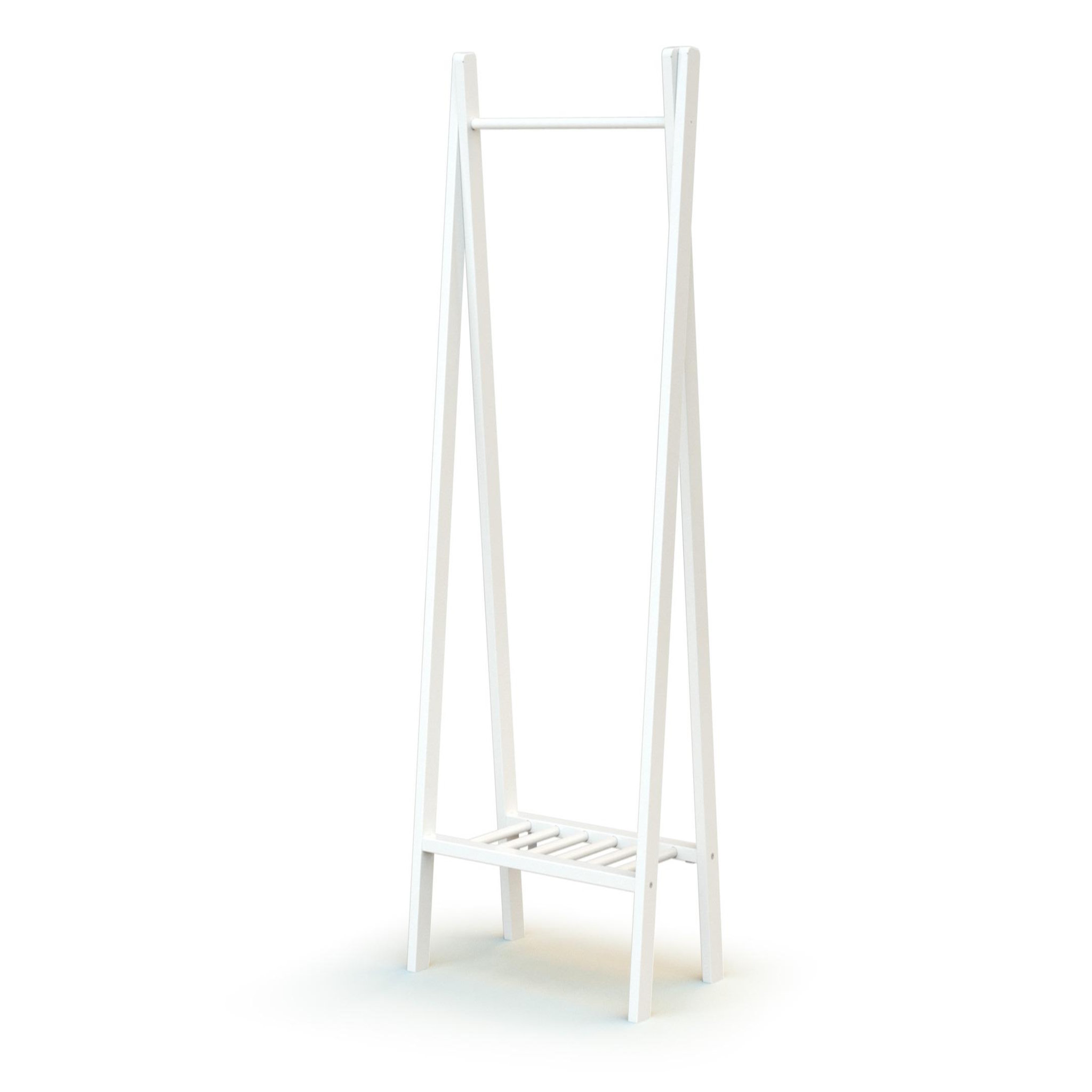 AT4 Porte vêtement enfant en bois hooki 50 x 30 x 130 cm. Coloris disponibles : Beige, Blanc, Bicolore