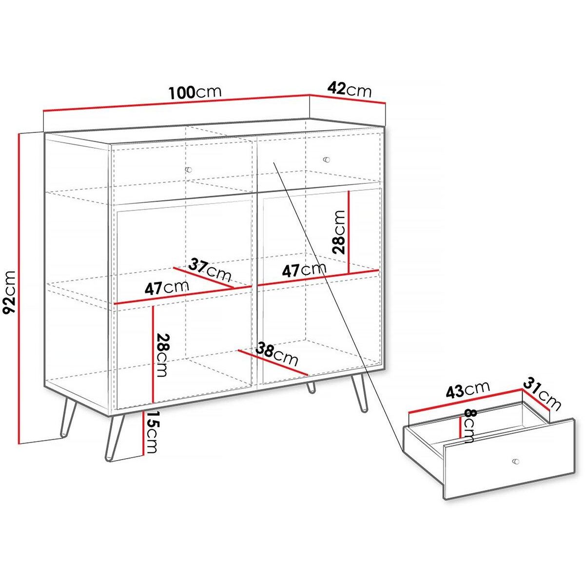 Habitat et Jardin Buffet -  Temerra   - 100 x 42 x 92 cm - Noir