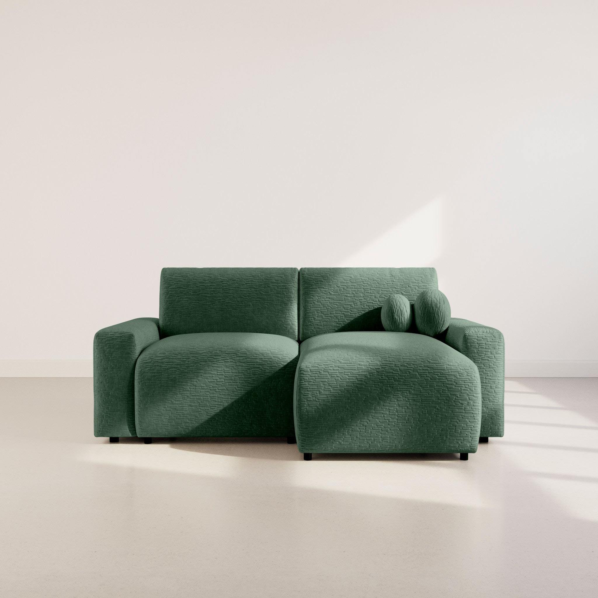 Voir la diapositive 6 : BEST MOBILIER Constance - canapé d'angle réversible 4 places convertible avec coffre en velours gaufré