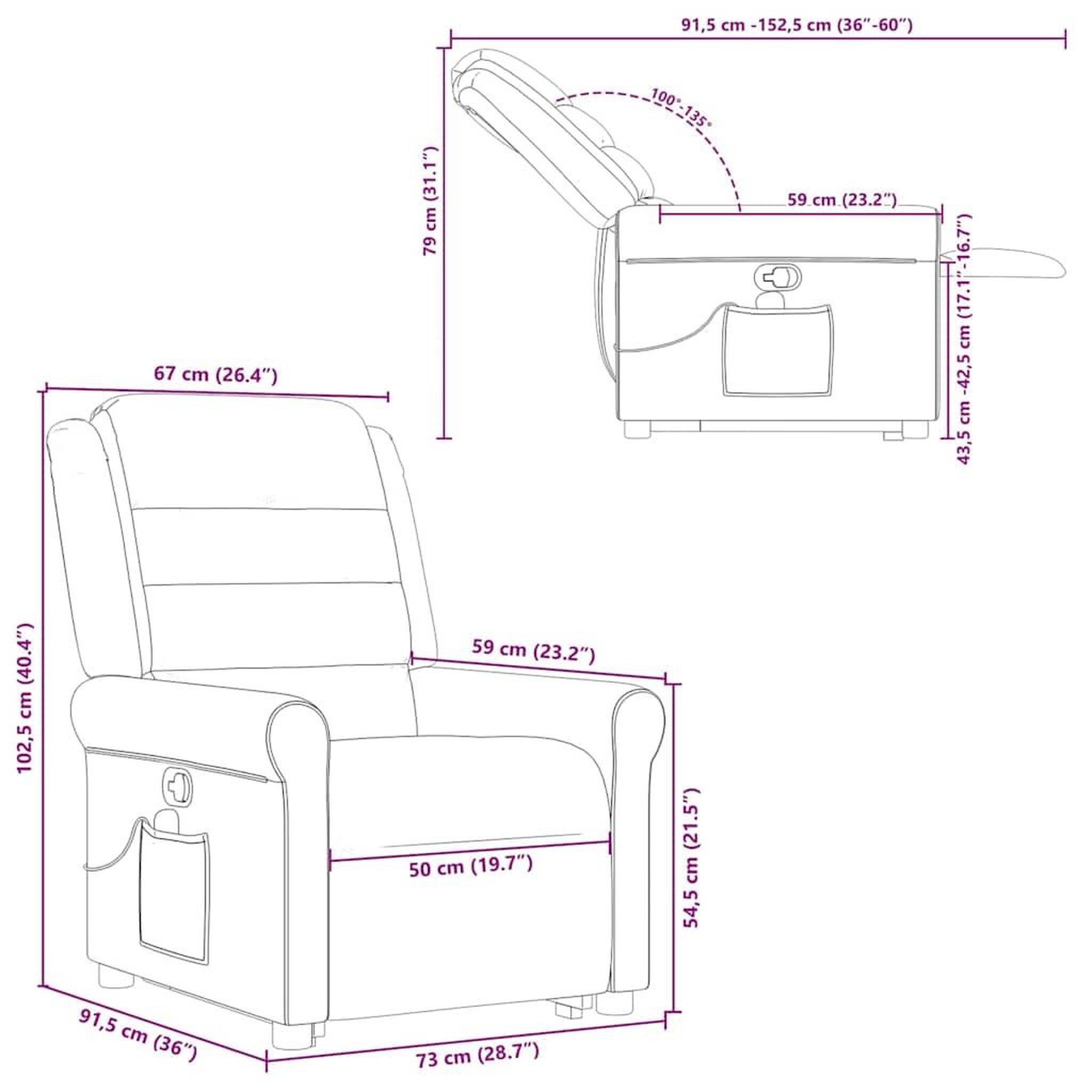 Voir la diapositive 6 : VIDAXL Fauteuil inclinable de massage Creme Tissu