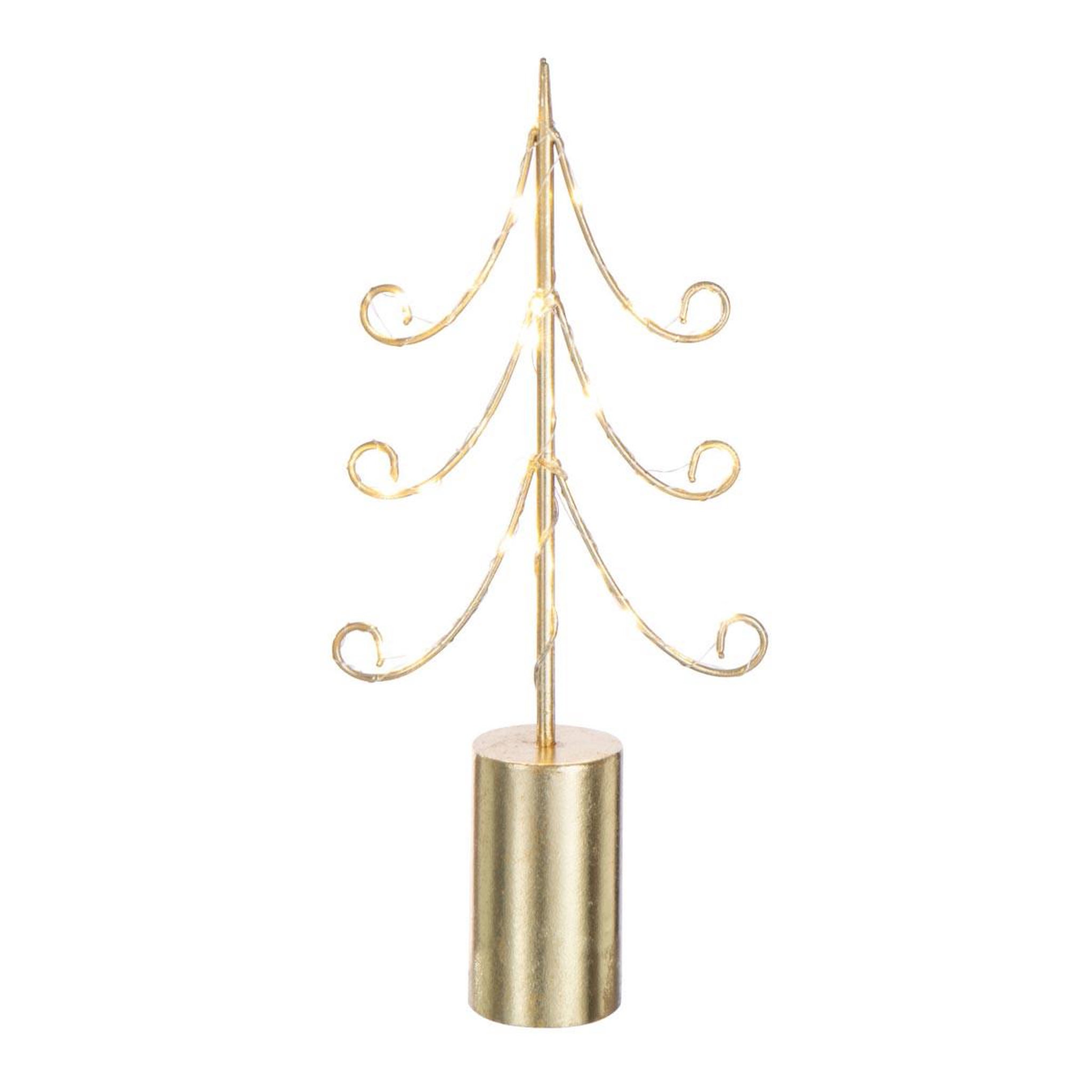 J-LINE Sapin à led en métal  cylindre  42cm doré