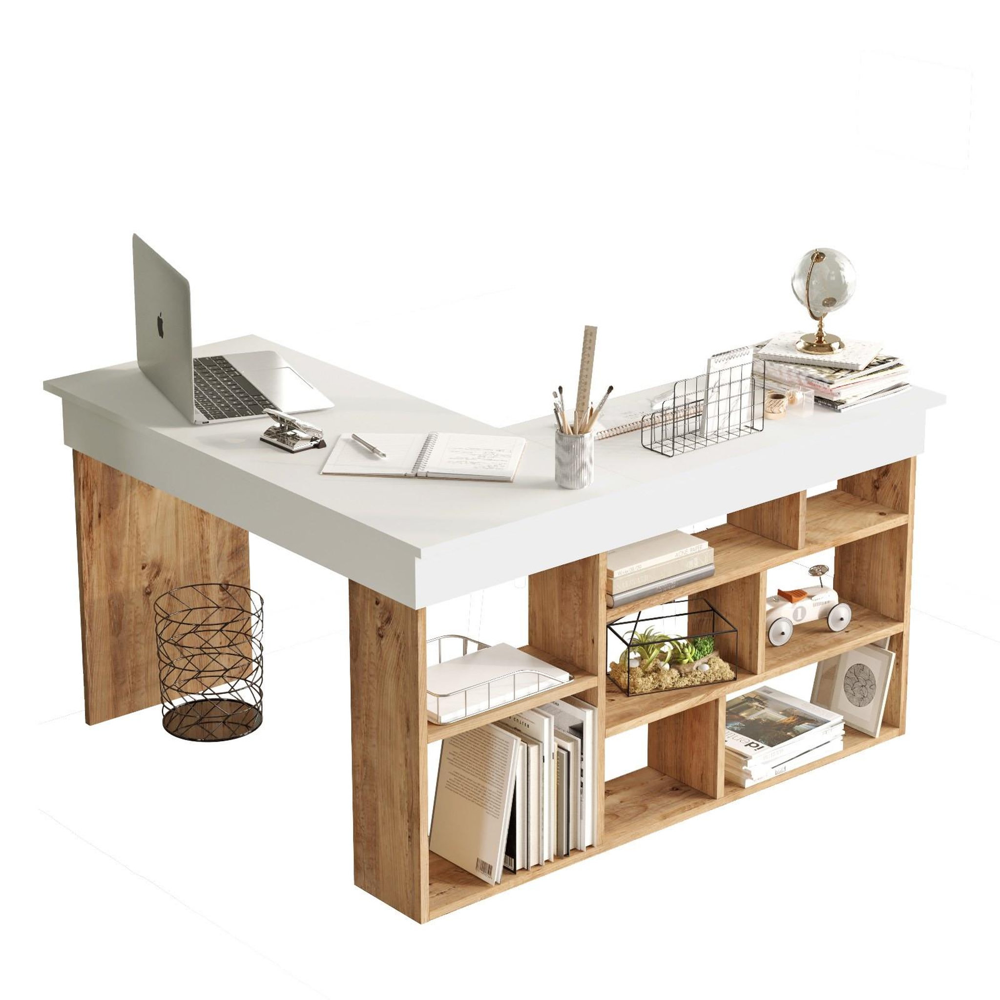 Habitat et Jardin Bureau en bois  ct5  - 129 x 120 x 72 cm - pin atlantique blanc