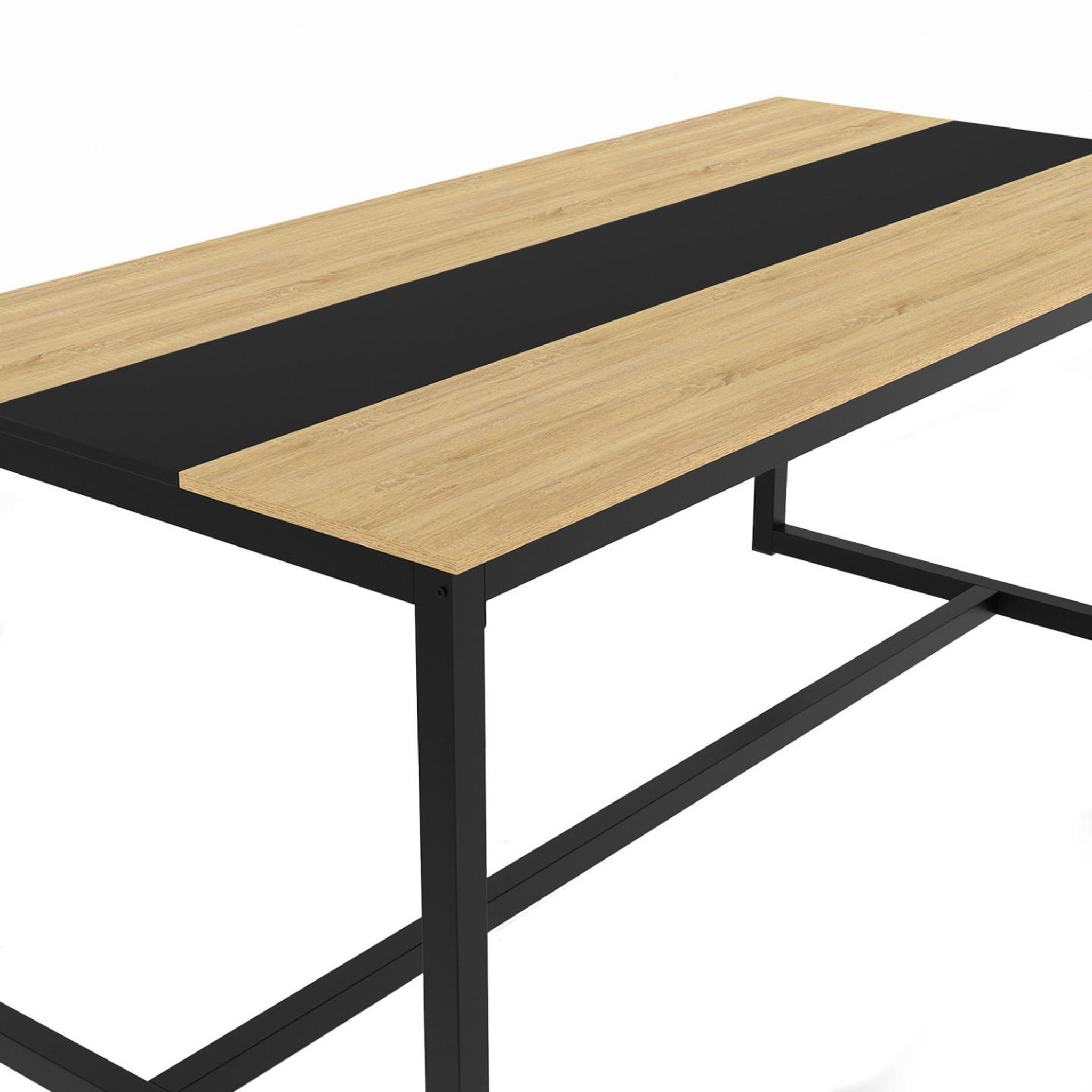 Voir la diapositive 5 : ID MARKET Table à manger rectangle dover 8 personnes bande centrale noire design industriel 180 cm