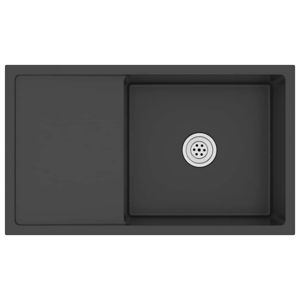 VIDAXL Evier de cuisine fait main Noir Acier inoxydable