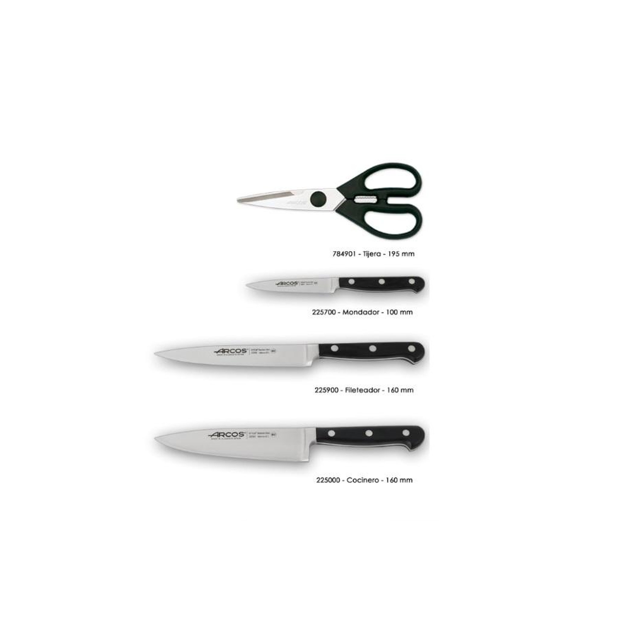 Voir la diapositive 3 : Arcos Bloc de 3 couteaux + 1 ciseaux en acier inoxydable - 228700