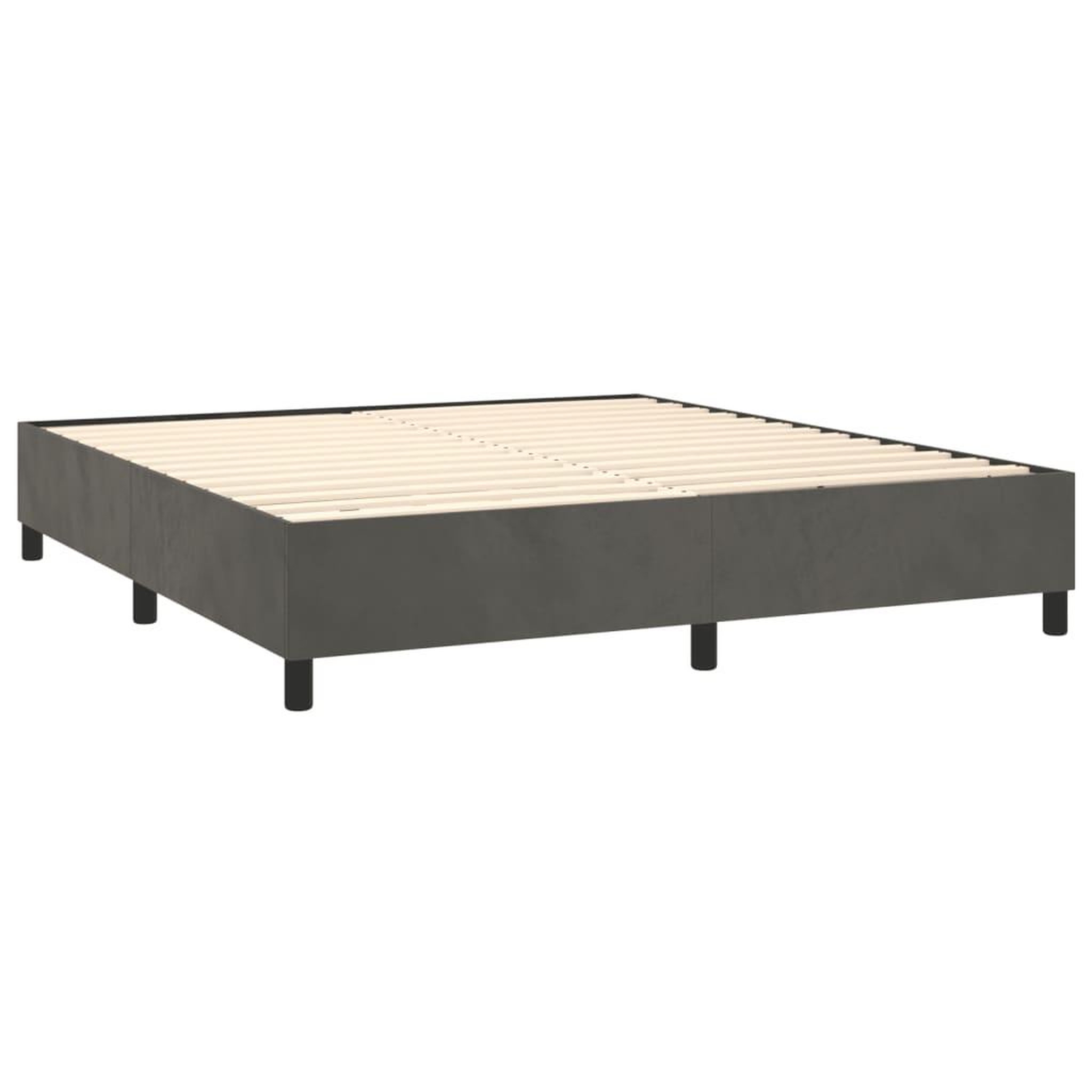 Voir la diapositive 4 : VIDAXL Sommier a lattes de lit et matelas Gris fonce 200x200cm Velours