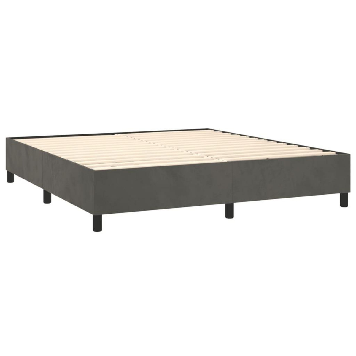 VIDAXL Sommier a lattes de lit et matelas Gris fonce 200x200cm Velours