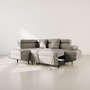 Voir la diapositive 2 : BEST MOBILIER Margaux - canapé d'angle gauche 5 places convertible avec coffre et têtières réglables en velours texturé