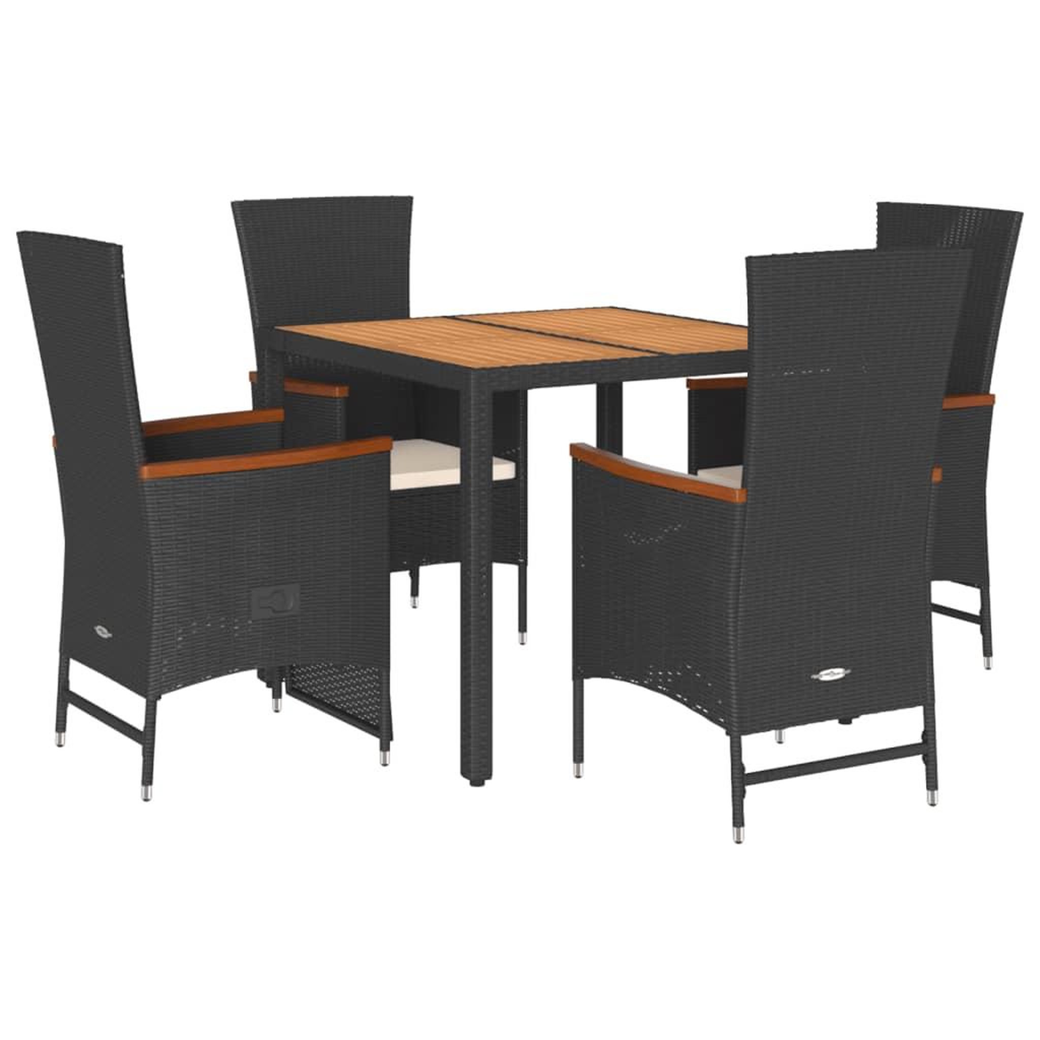 Voir la diapositive 2 : VIDAXL Ensemble a manger de jardin coussins 5pcs Noir Resine tressee