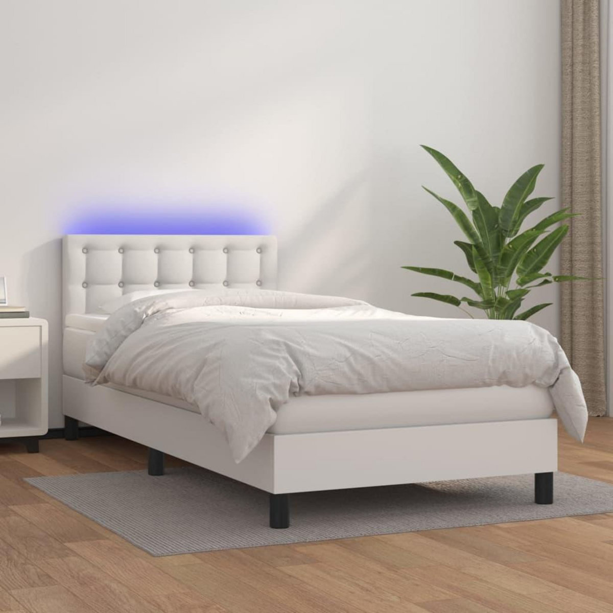VIDAXL Sommier a lattes de lit avec matelas et LED Blanc 80x200 cm