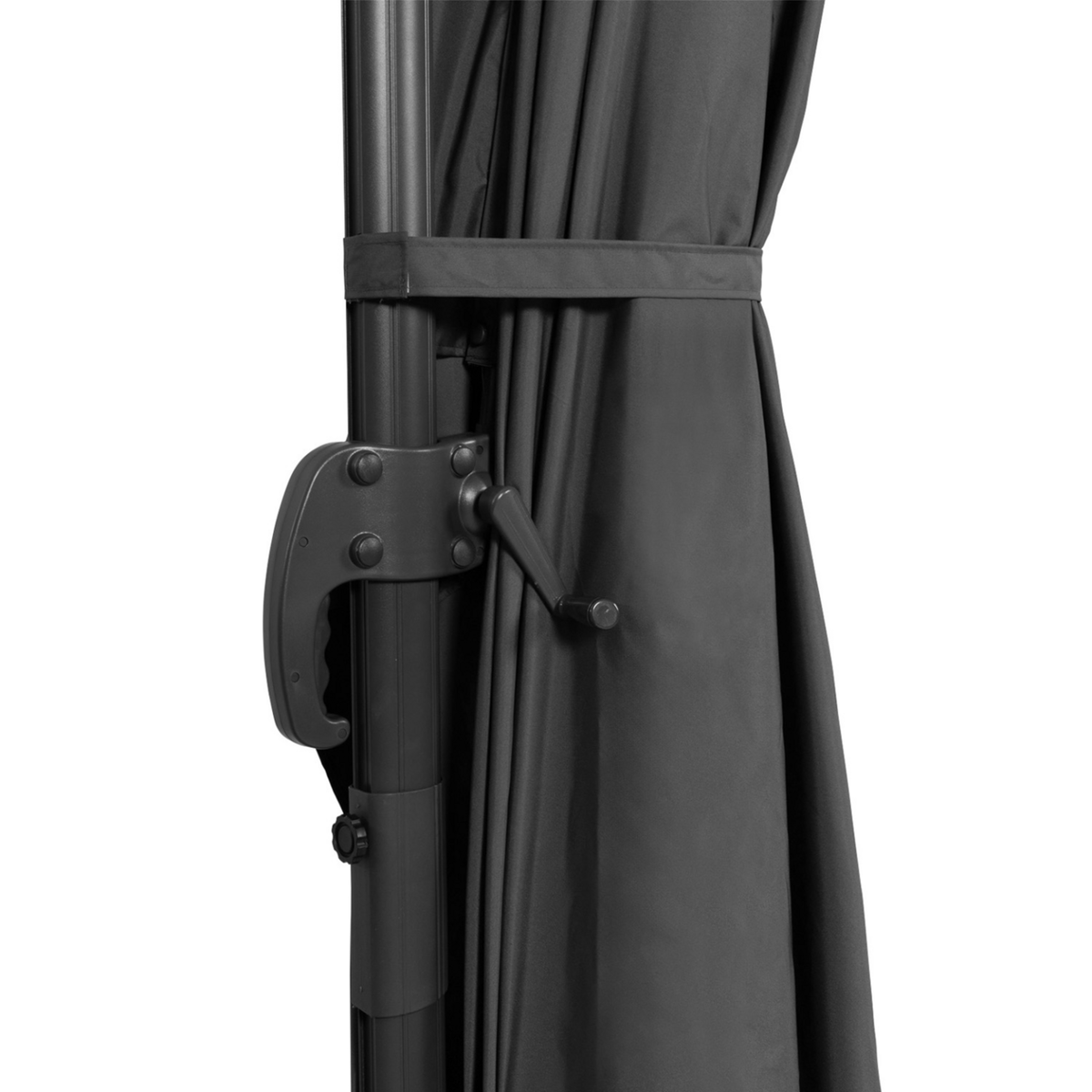 ID MARKET Parasol déporté inclinable rotatif 360 CALVI gris 3x3 M avec 4 dalles et housse